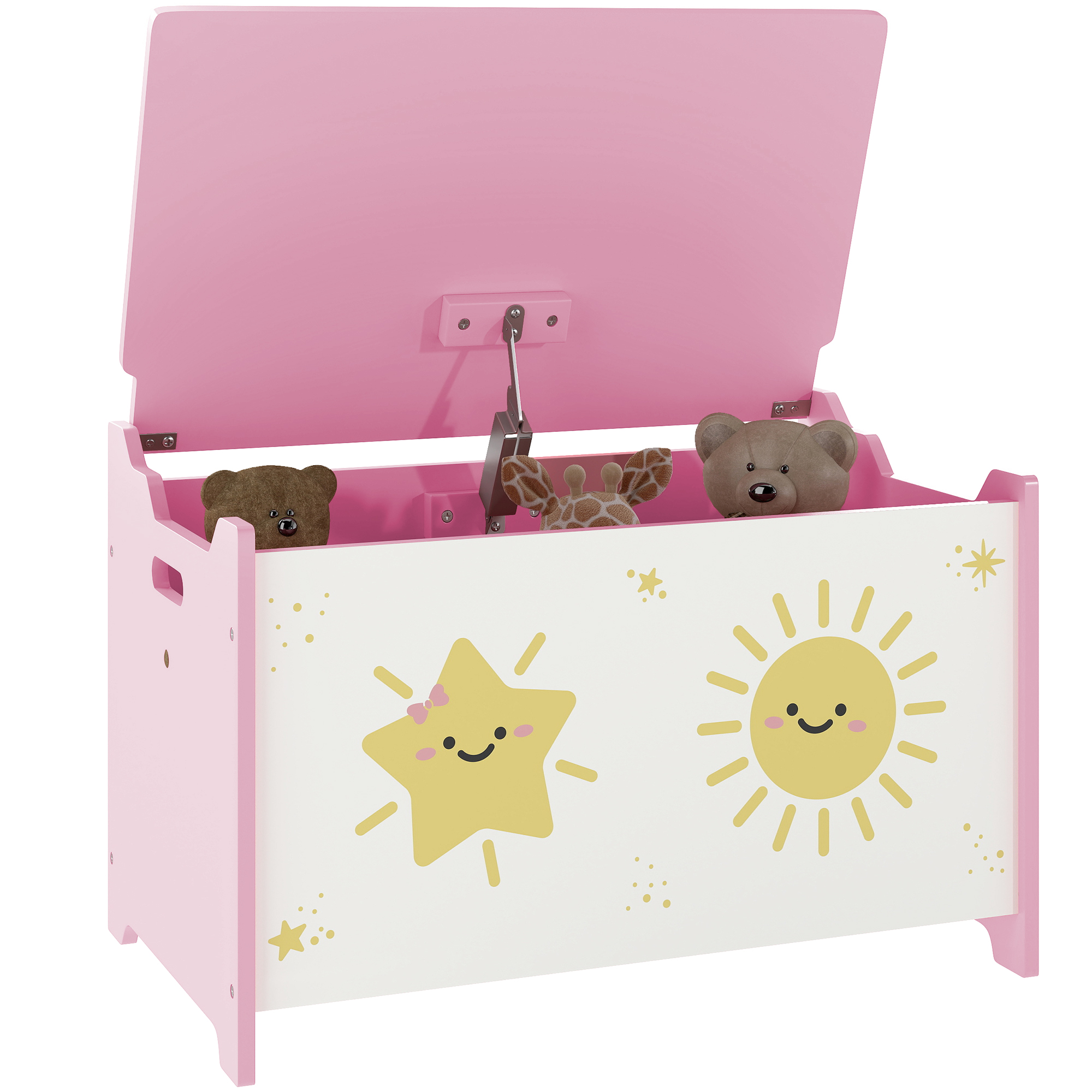 Toy Box With Lid,Safety Hinges And Groove Handles,Toy Storage Organiser — image 2