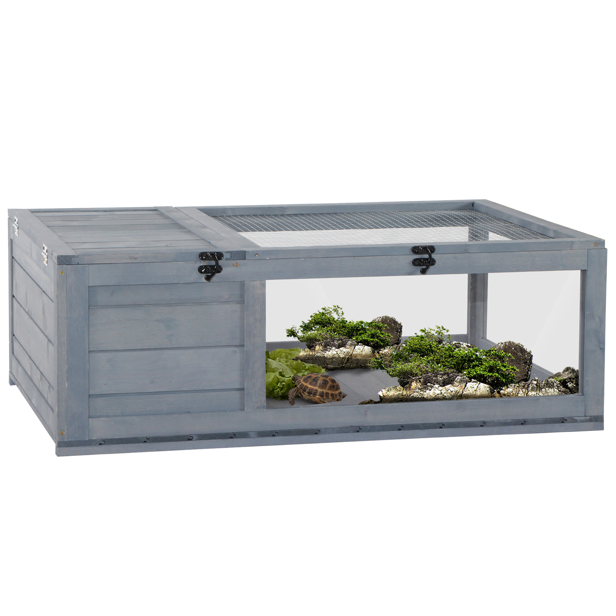 Tortoise House,Small Reptile Wooden House,with Mesh Roofs,Side Panels,for — image 4