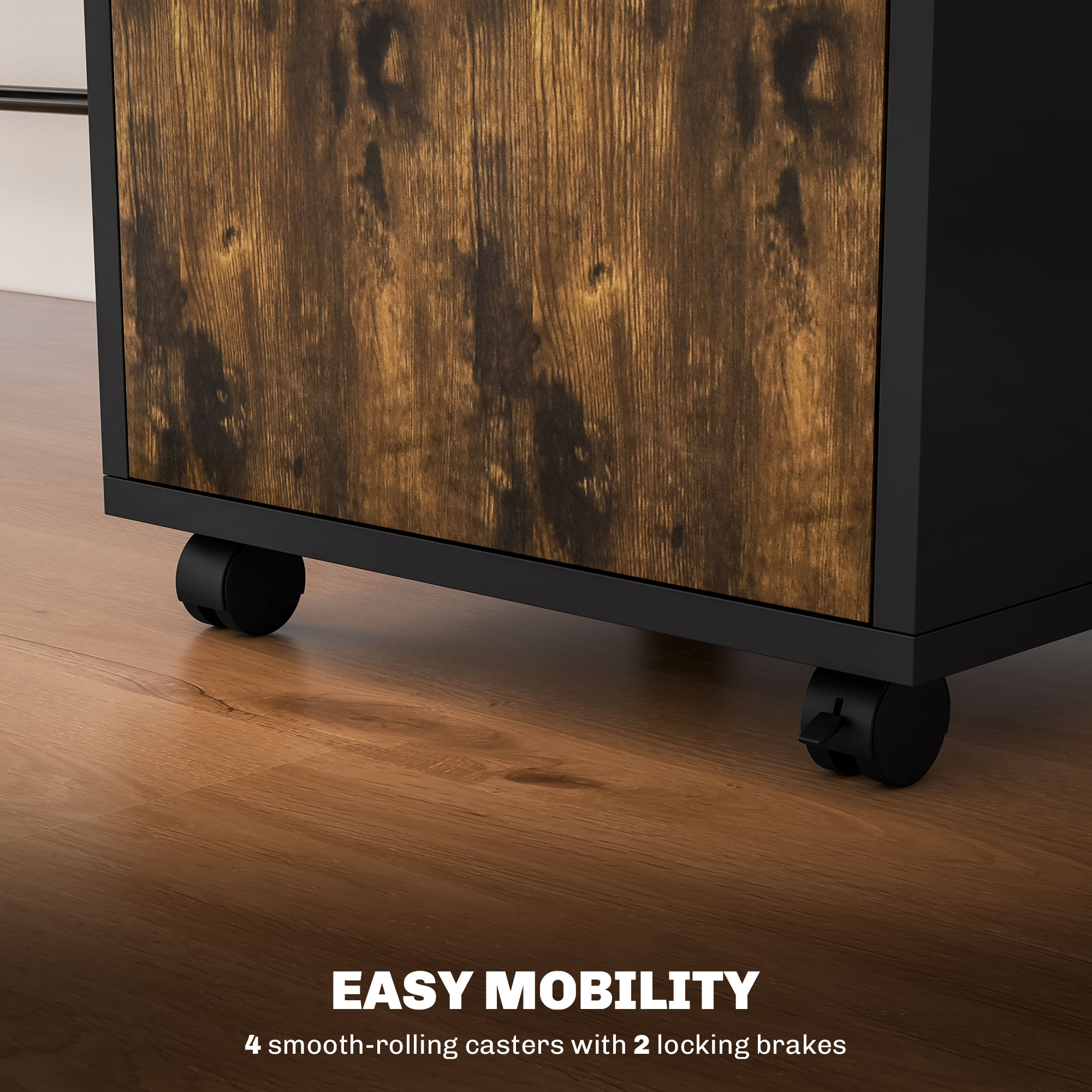 Filing Cabinet,Mobile File Cabinet With 2 Lockable Drawers,Office Home — image 4