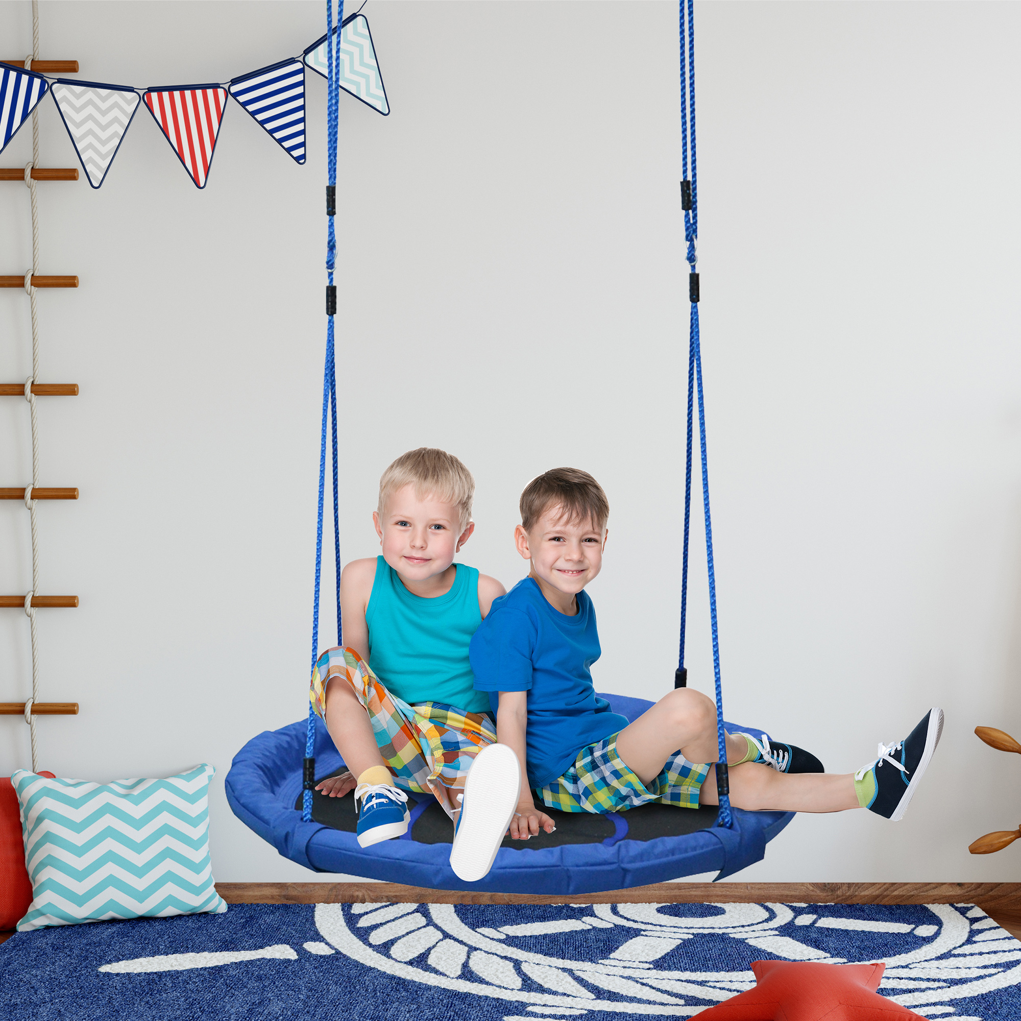 Kid Nest Swing Seat Saucer Tree 40 Inch/100cm For Outdoor Indoor Blue — image 2