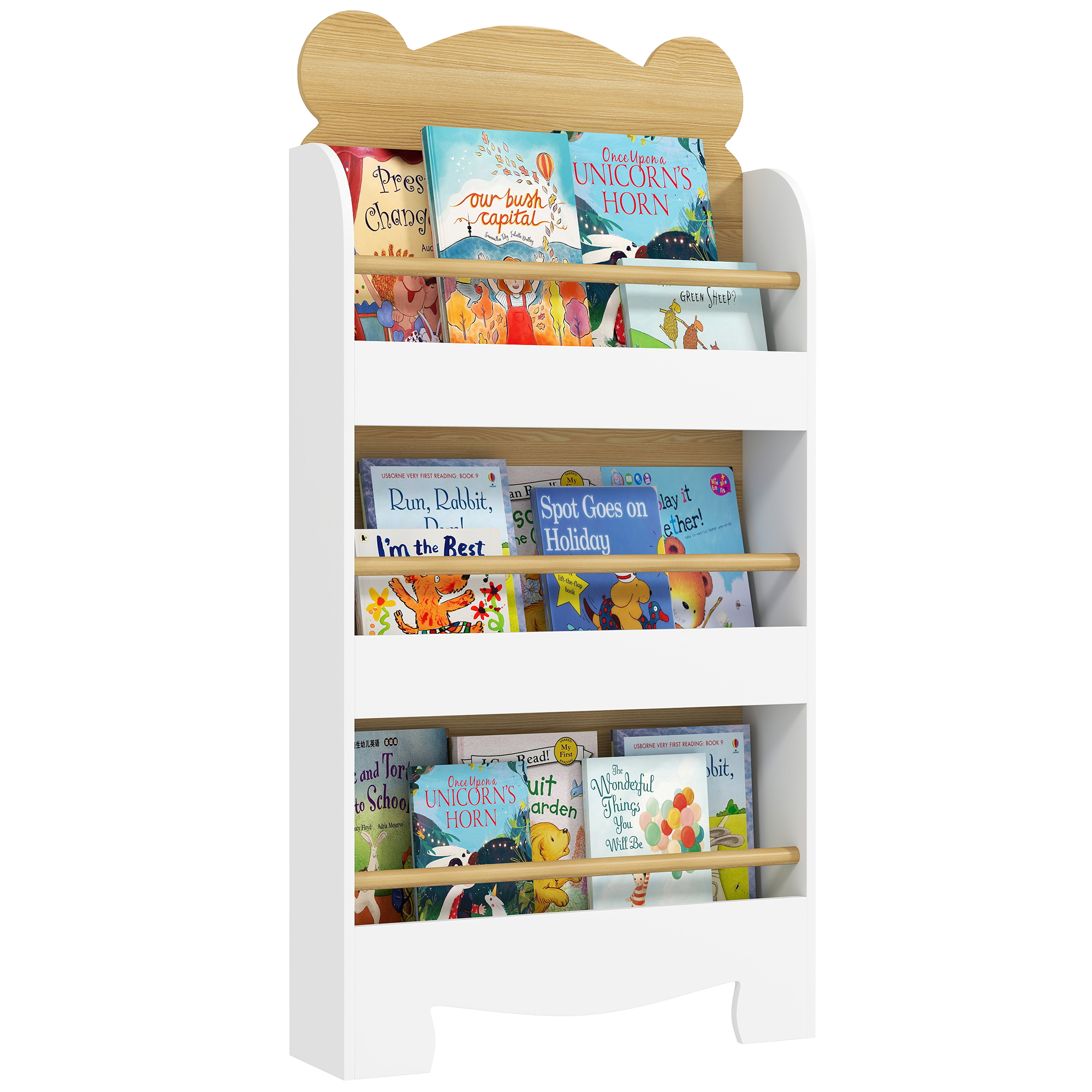 Kids Bookshelf,3 Tier Children Bookcase,Bear Theme Toddler Space-Saving — image 4