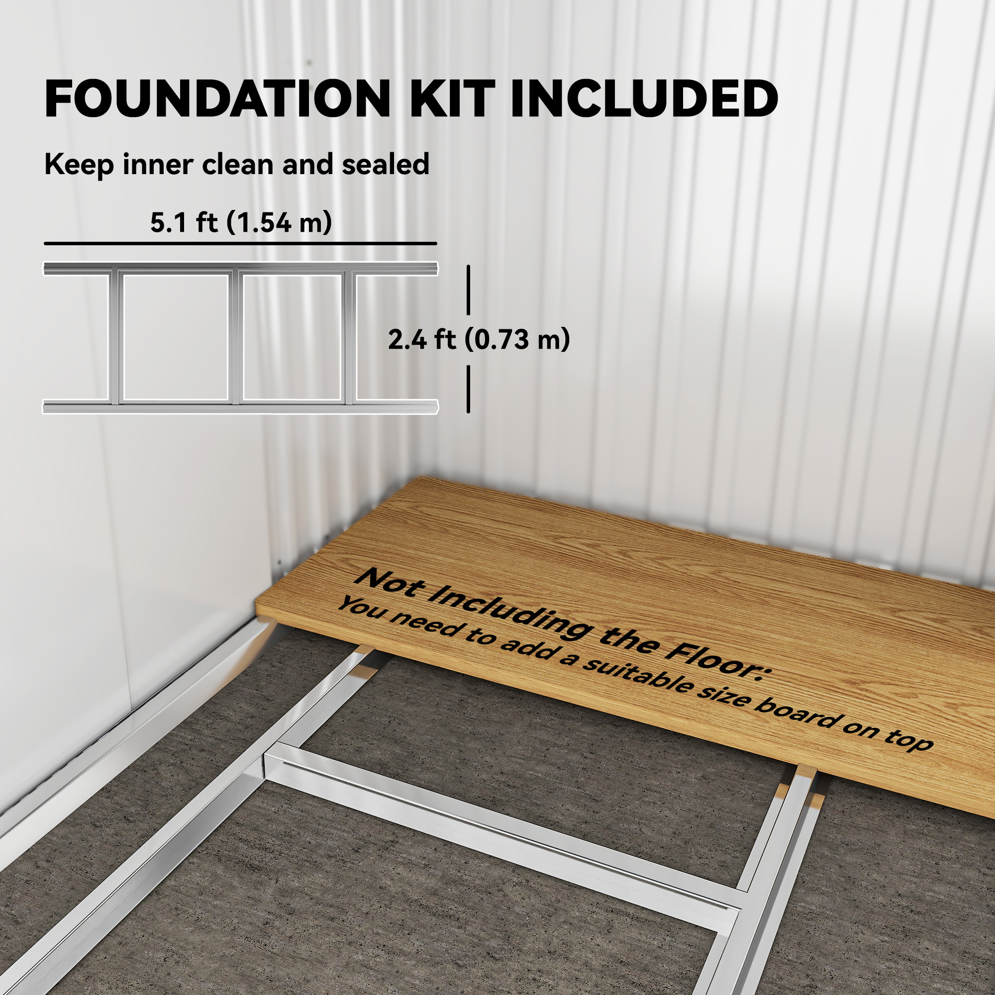 6.5 X 4FT Galvanised Metal Shed With Foundation