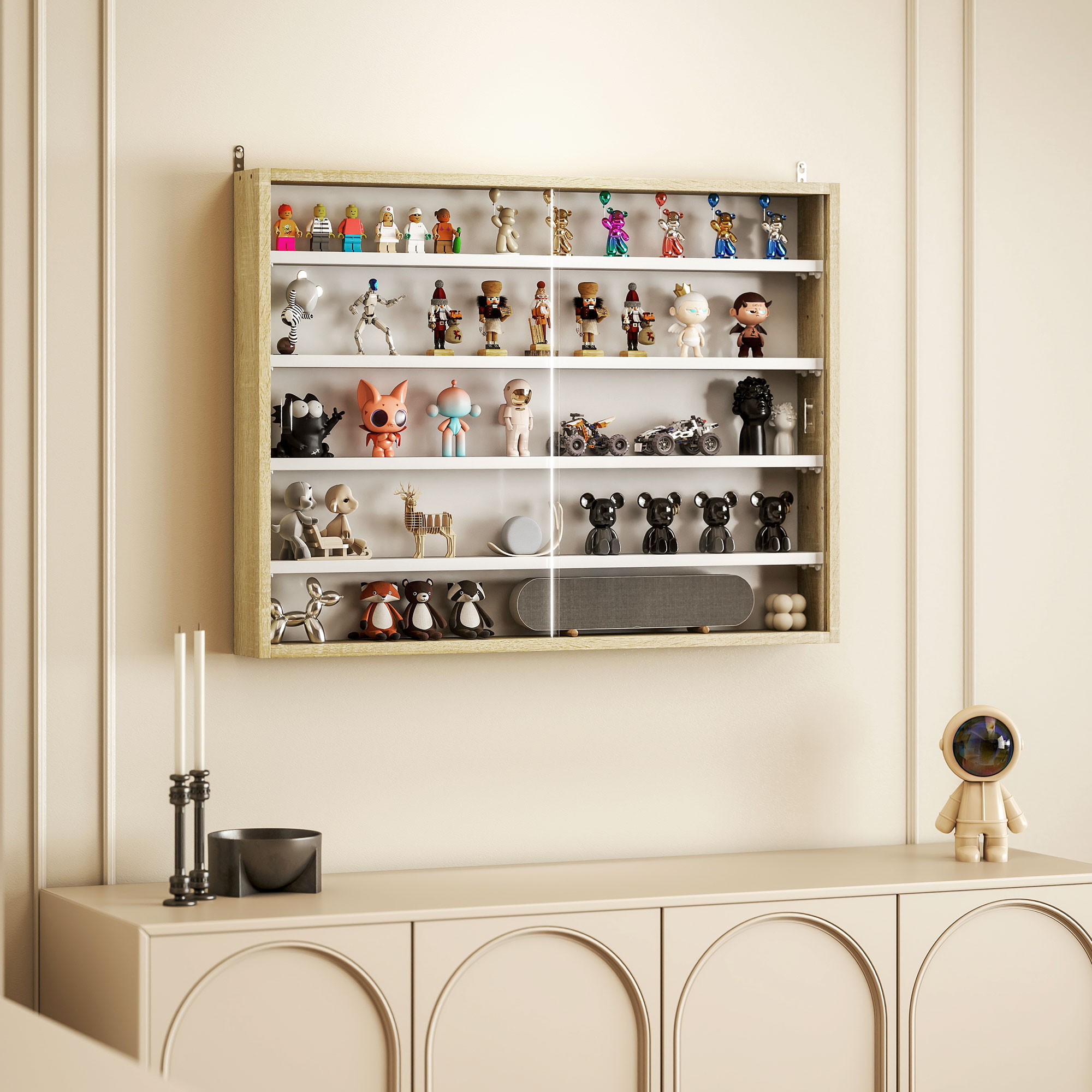 5-Tier Wall Display Shelf Unit Cabinet W/ 4 Adjustable