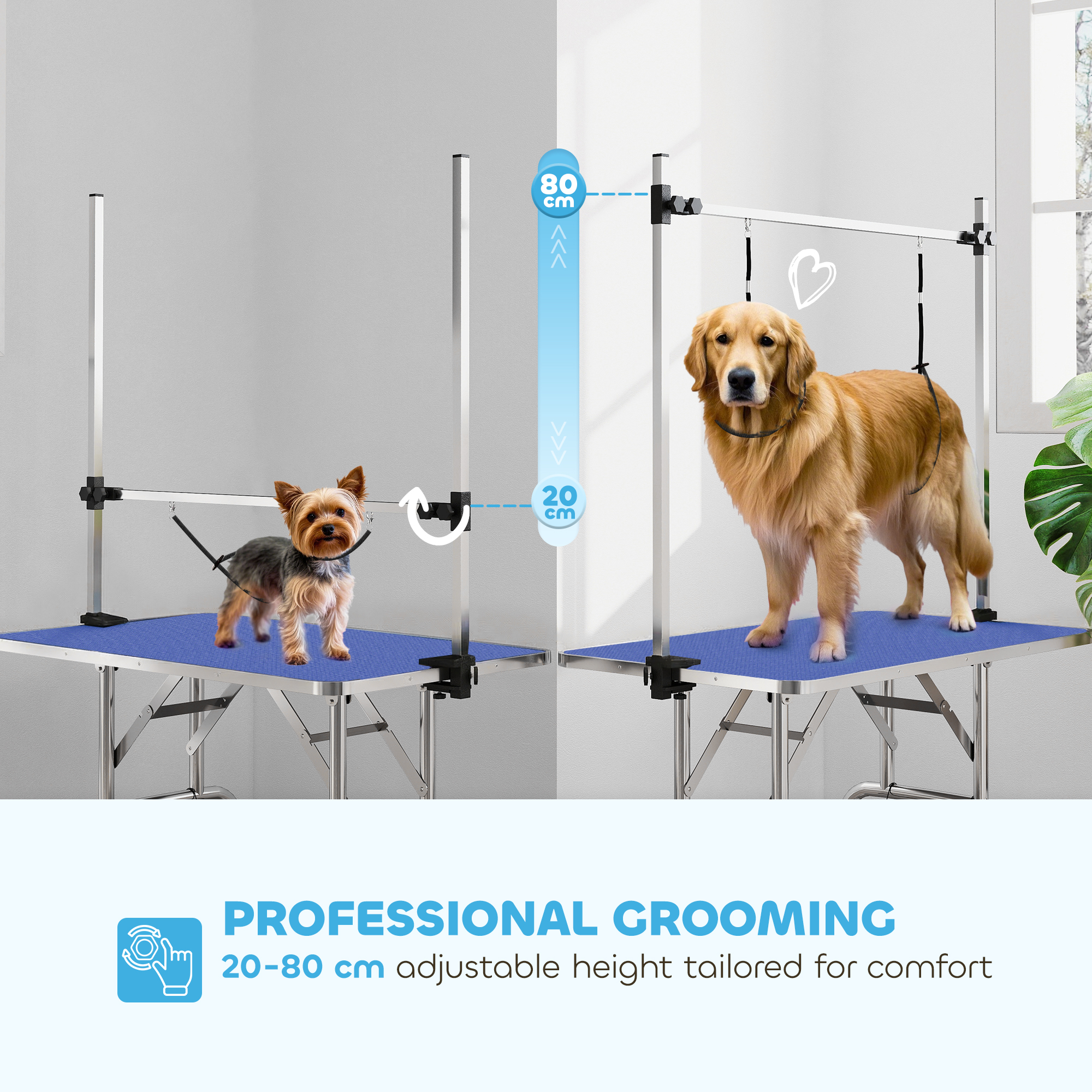 42" Dog Grooming Table,Adjustable Pet Cat Drying Beauty Table With 2 Loops — image 5