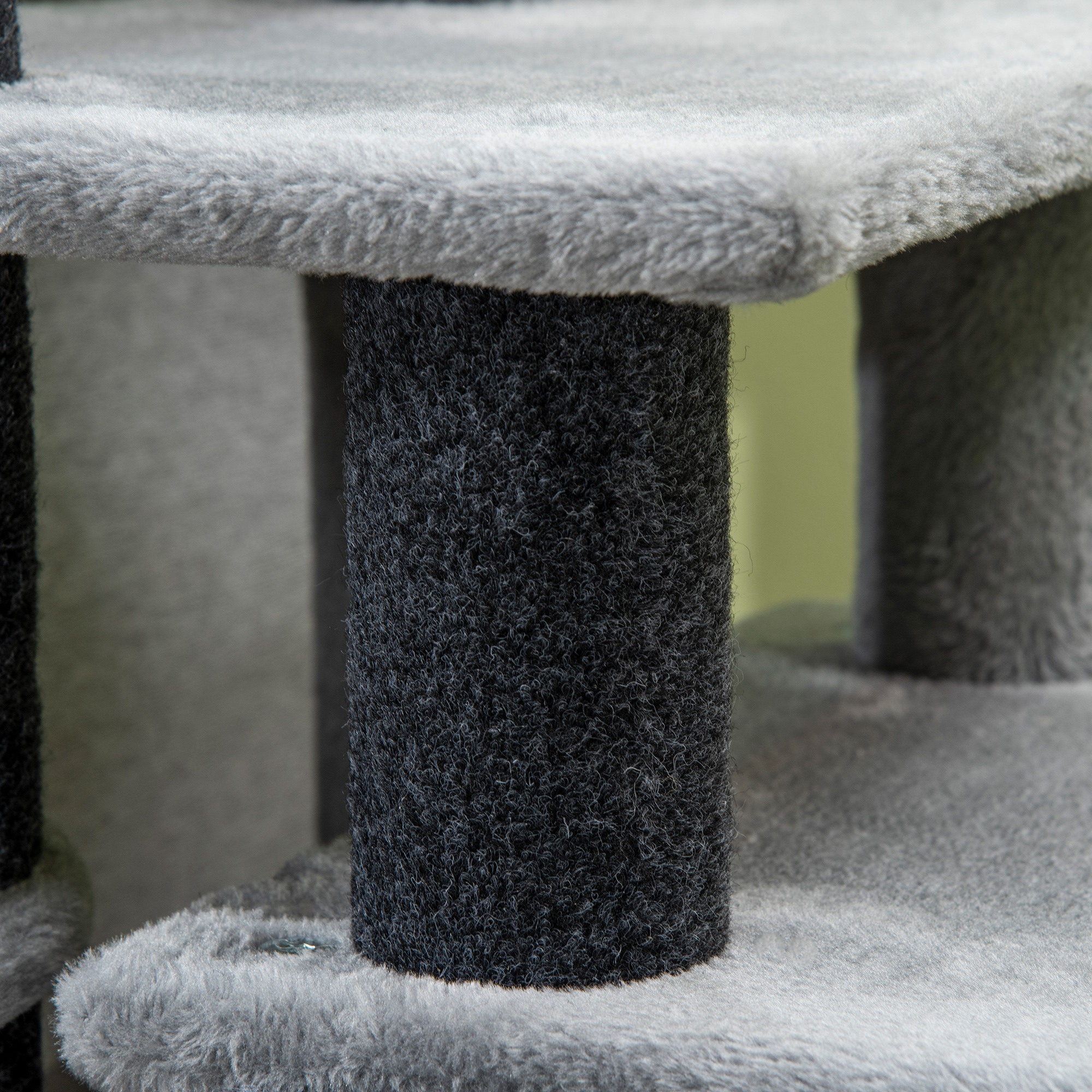 Adjustable Cat Steps,with House & Hanging Toy Ball-Grey detail photo 11