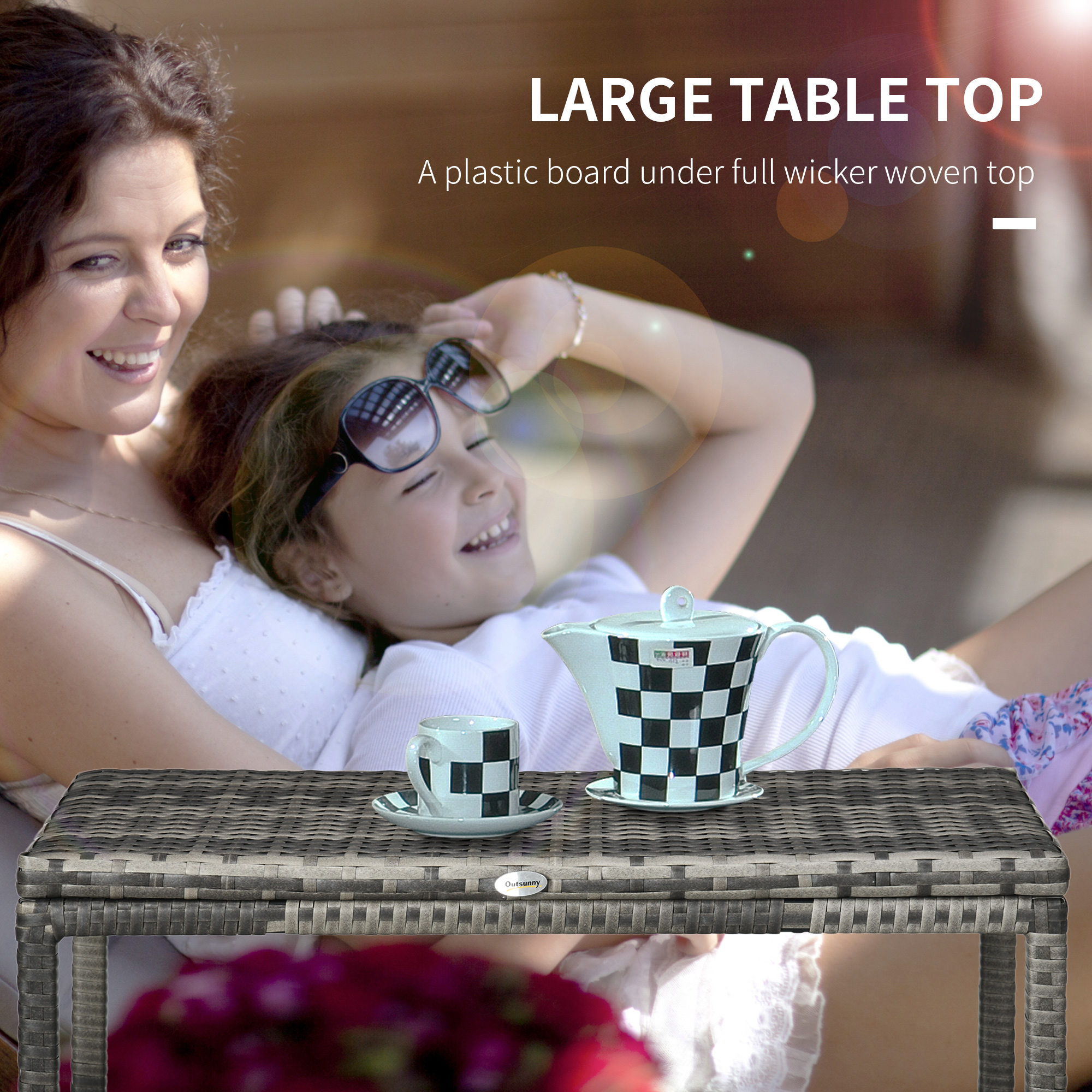 Outdoor Coffee Table,Garden PE Rattan Side Table With Plastic Board Under — image 5