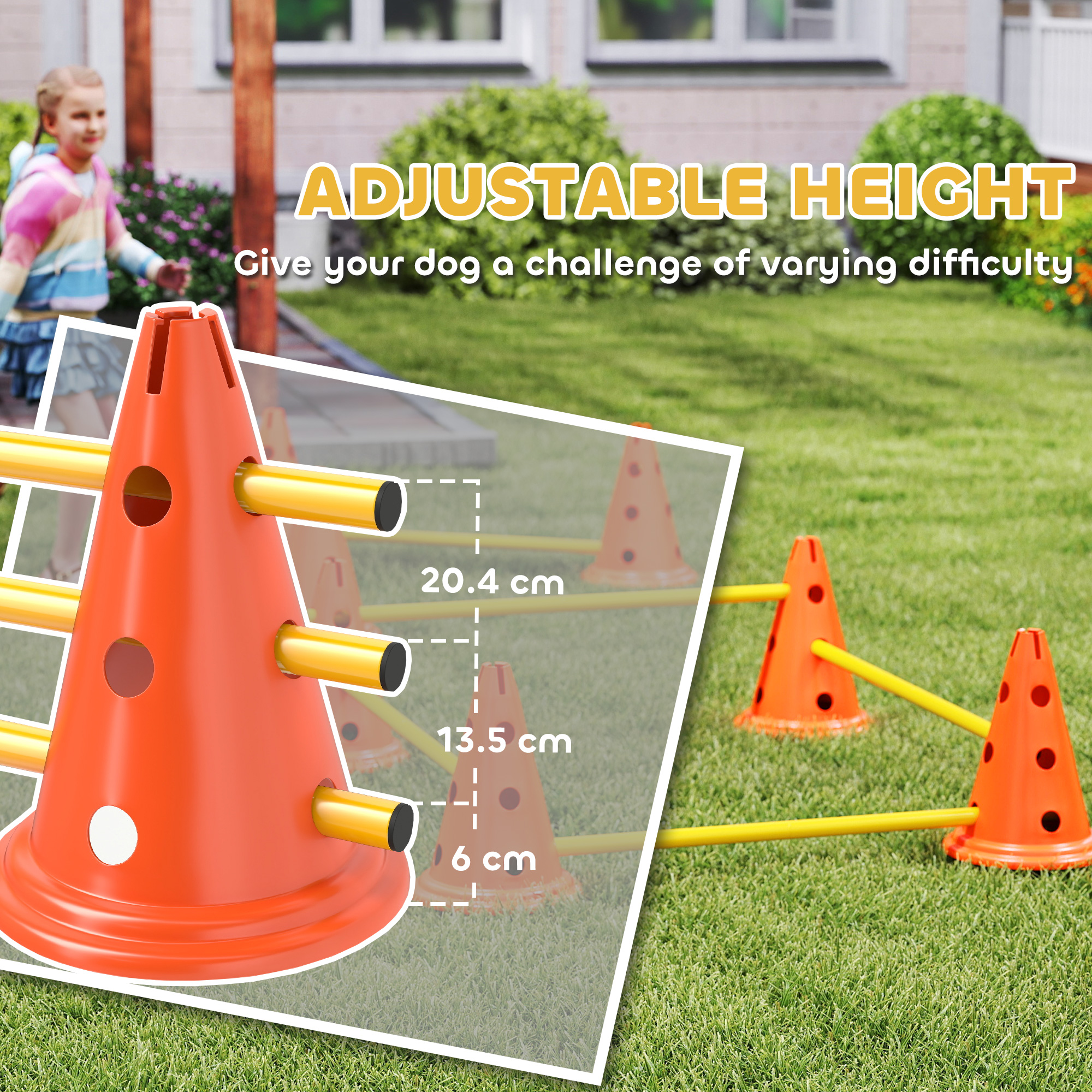 Dog Agility Equipment Set Of Eight Cones,Eight Poles W/ Carry Bag,Four-Piece