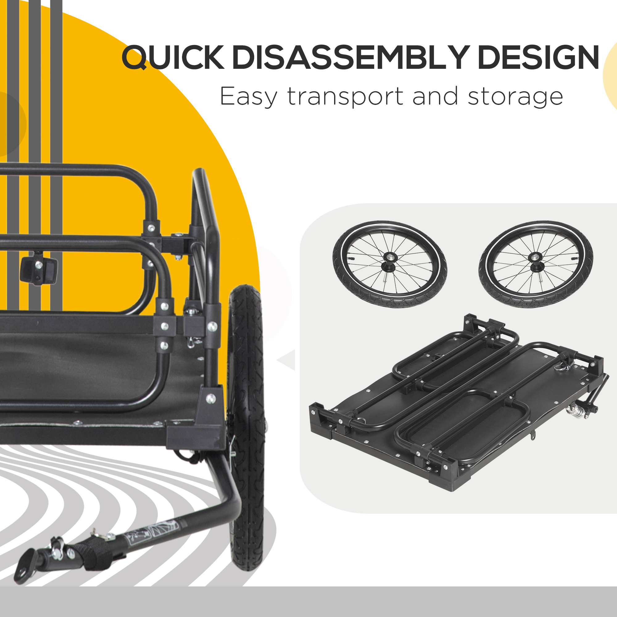 Steel Bike Trailer With Triple Safety,Wagon Bicycle Suspension,2 Wheels Outdoor — image 4