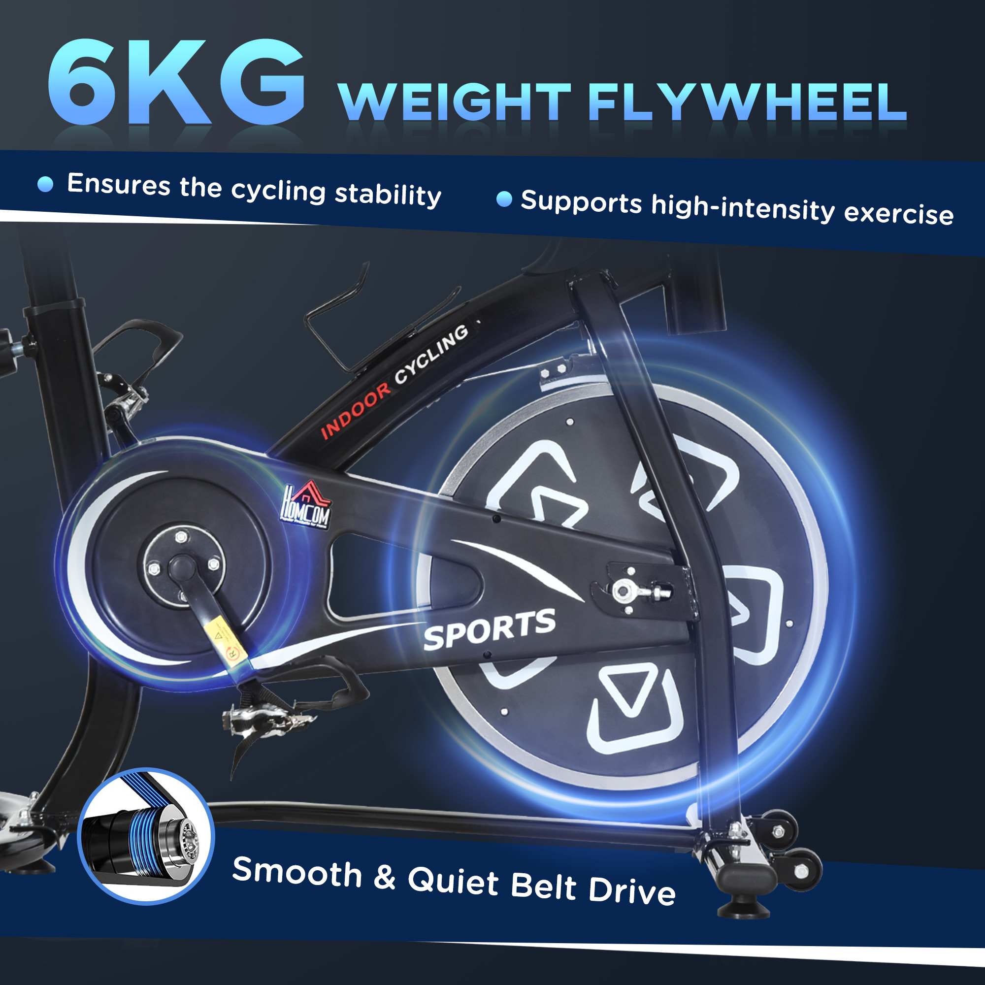 Indoor Stationary Exercise Bike 6kg Flywheel Fitness Cardio Workout Trainer — image 3