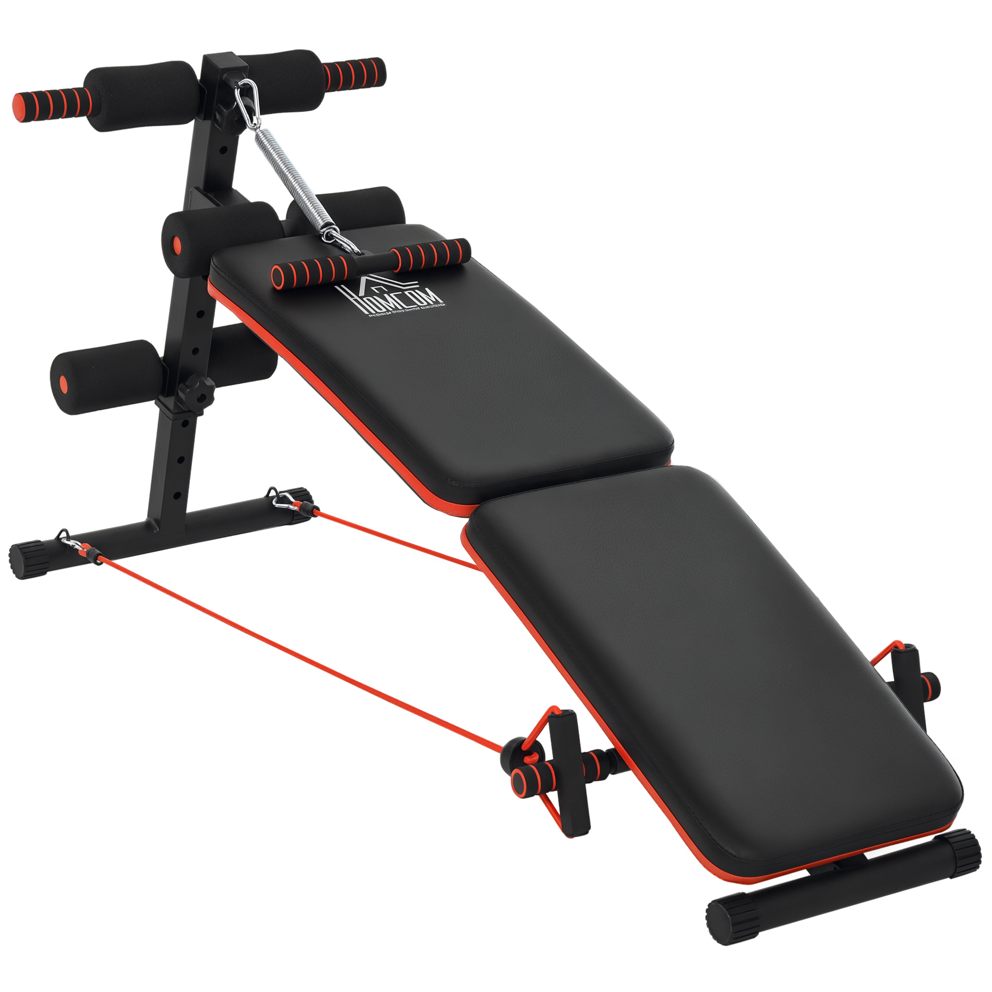 Sit Up Bench Core Workout Adjustable Thigh Support Foldable For Home Gym W/ Arm — image 2