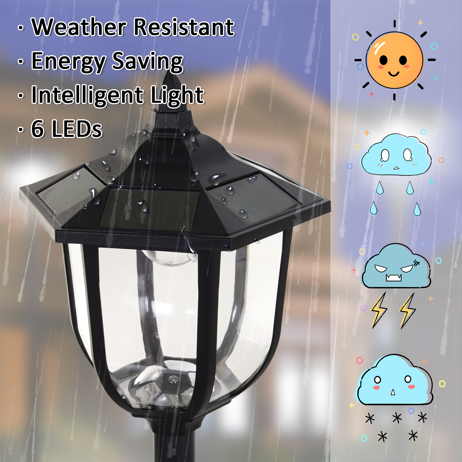 Outsunny Outdoor Garden Solar Post Lamp Sensor Light LED