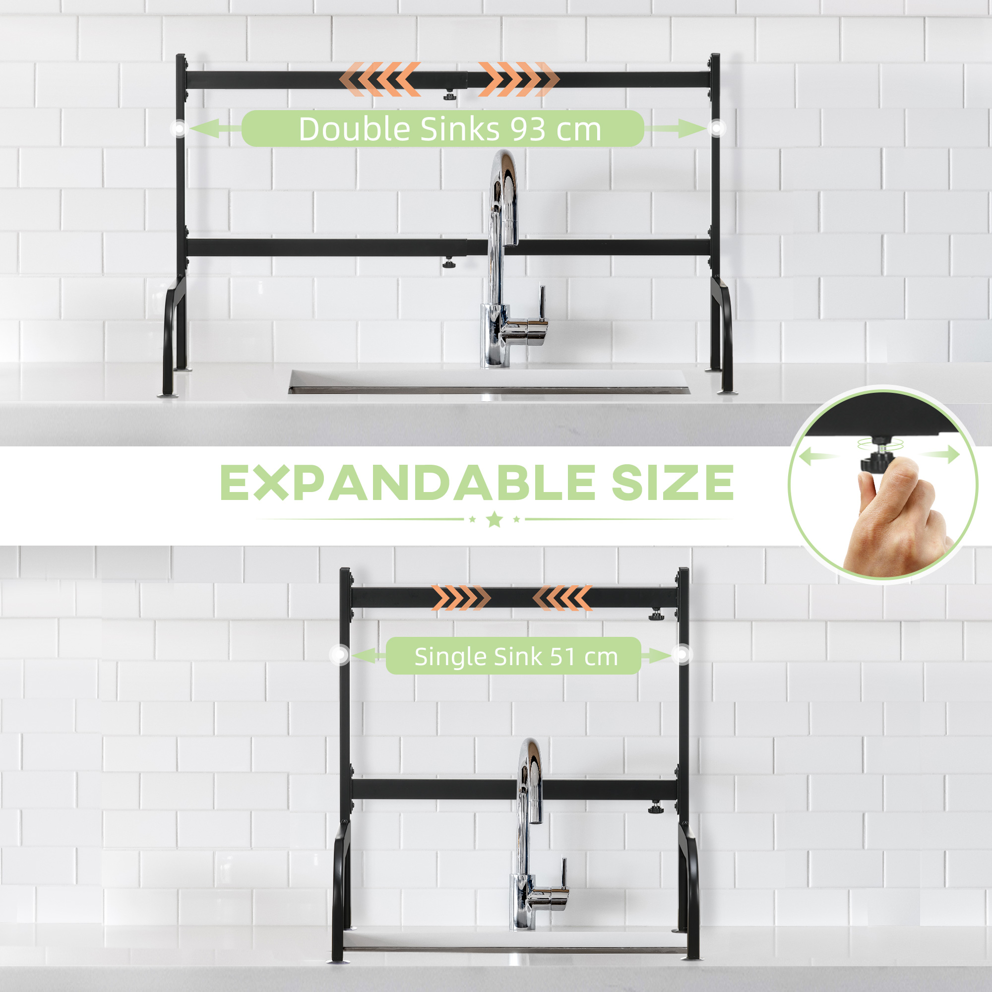 Space saving 2 tier adjustable dish drainer over the sink