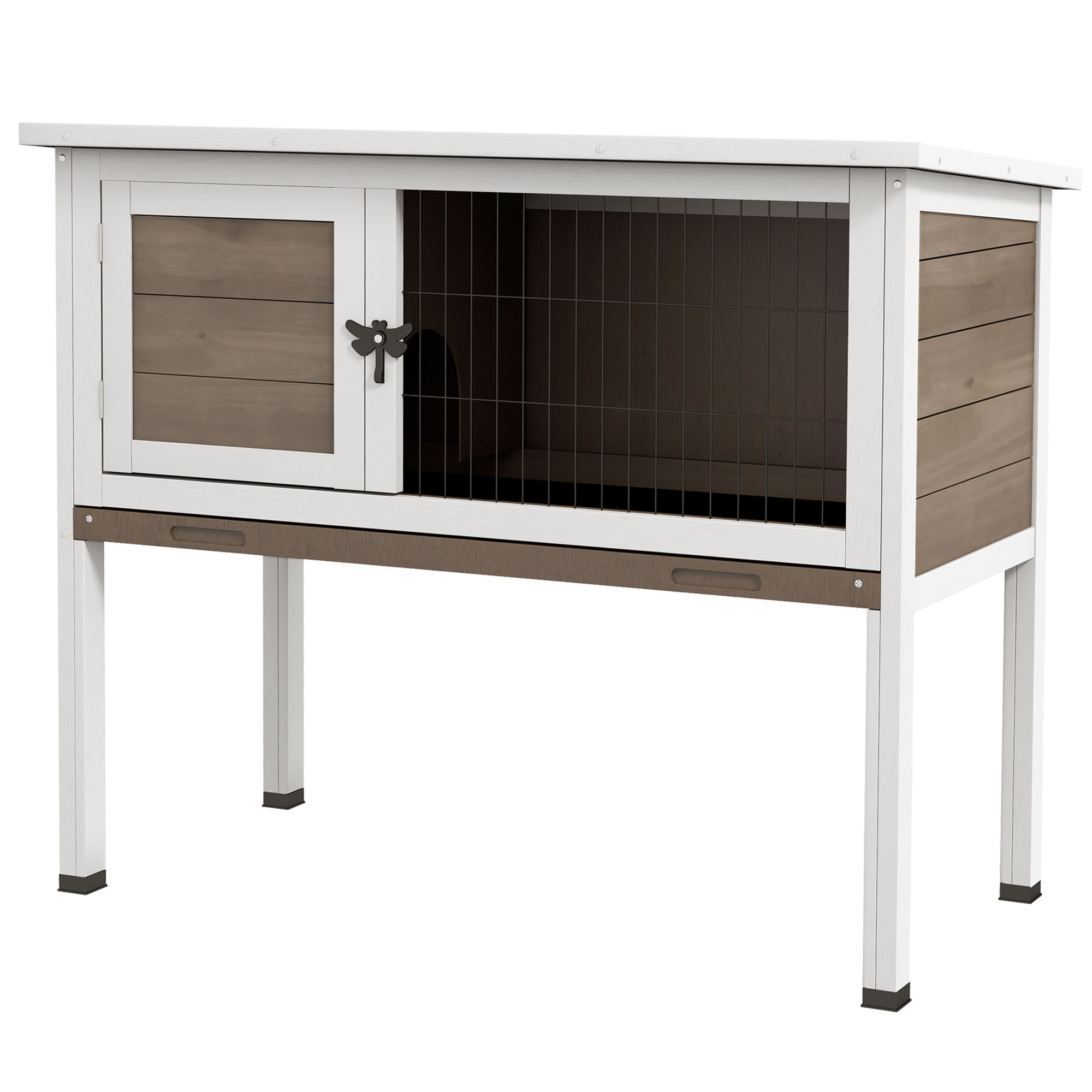 Wooden Guinea Pig Hutch,Small Animal Cage With Slide-out Tray,Openable Asphalt Roof,84 X 43 X 70cm,Brown detail photo 12