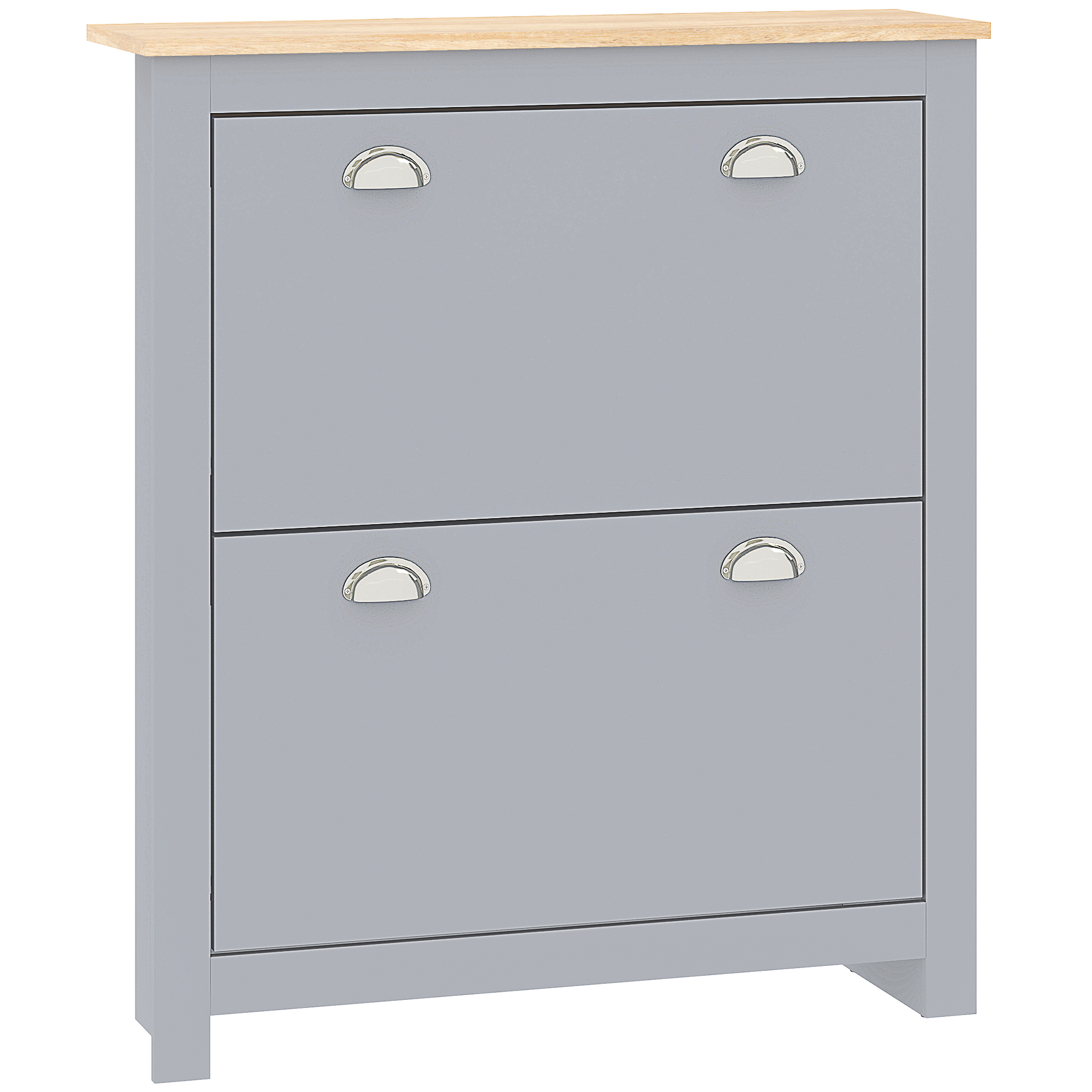 2 Drawer Shoe Cabinet Modern Narrow Cupboard Hallway Wooden Storage Organiser — image 3