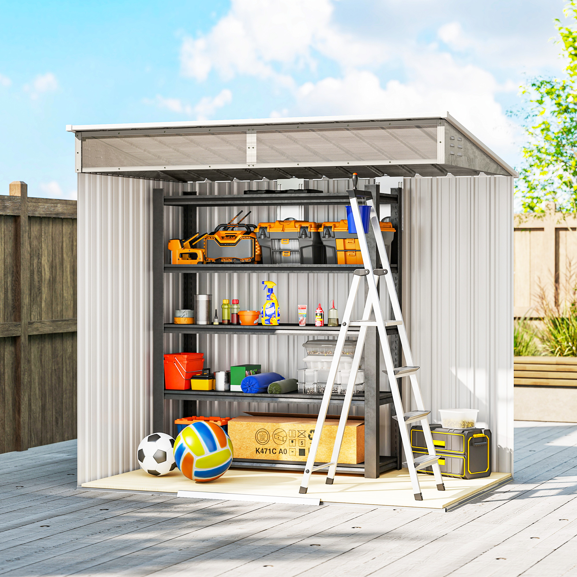 6.5 X 4FT Galvanised Metal Shed With Foundation