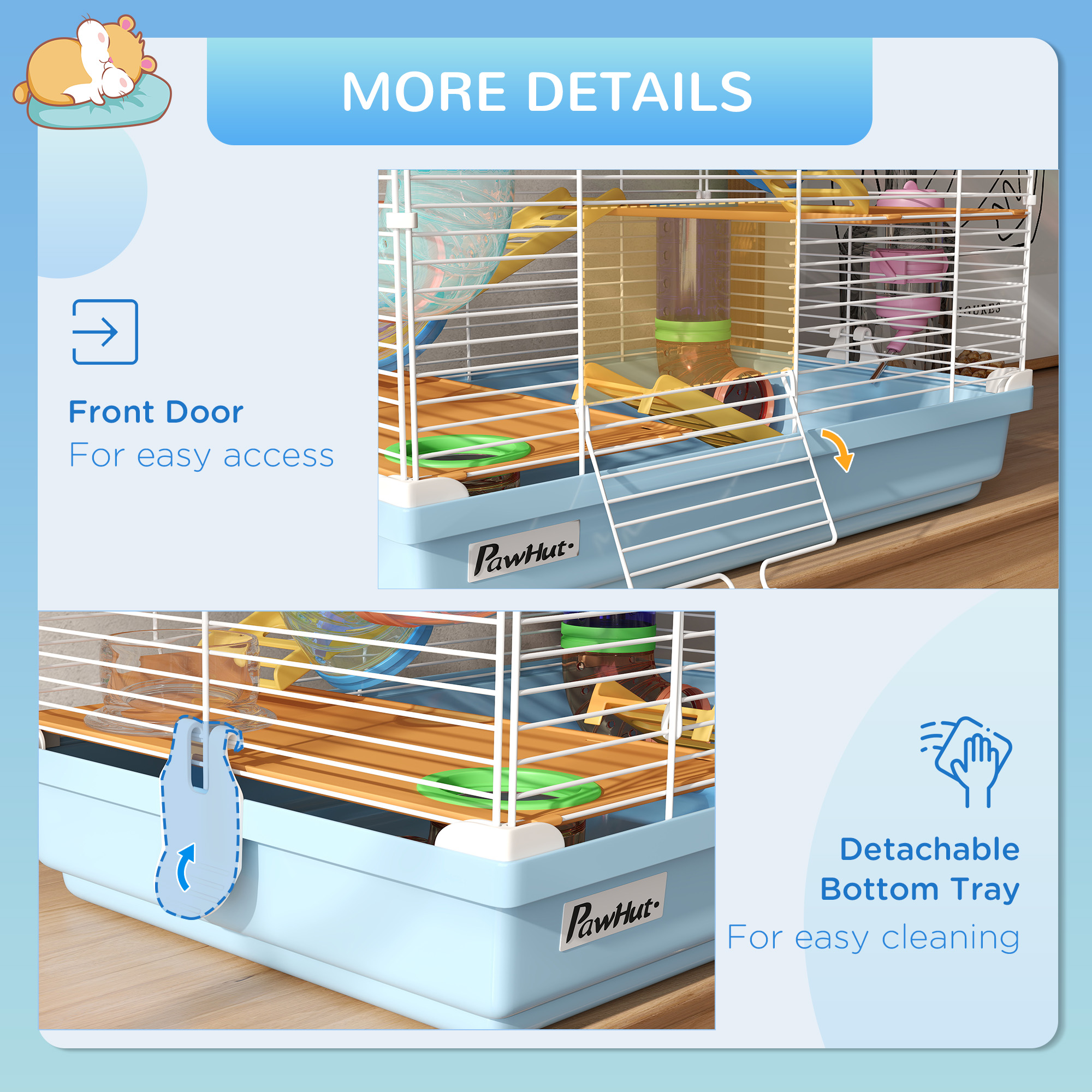 5 Tier Hamster Cage Carrier Habitat W/ Exercise Wheels,Tunnel,Light Blue — image 5