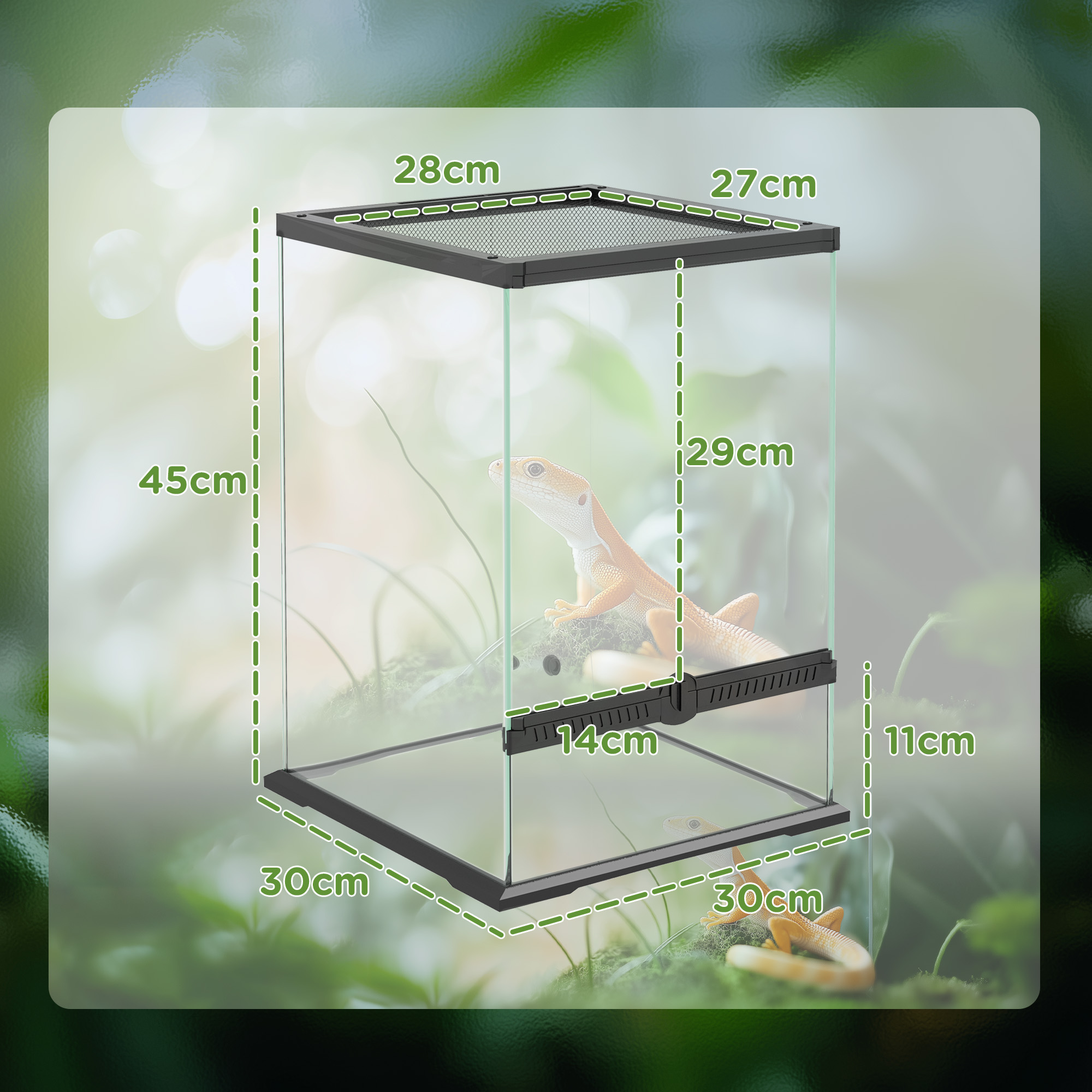 40L Vivarium For Lizards,Frogs,Snakes,Turtles,Tortoises W/ Anti-Escape — image 2