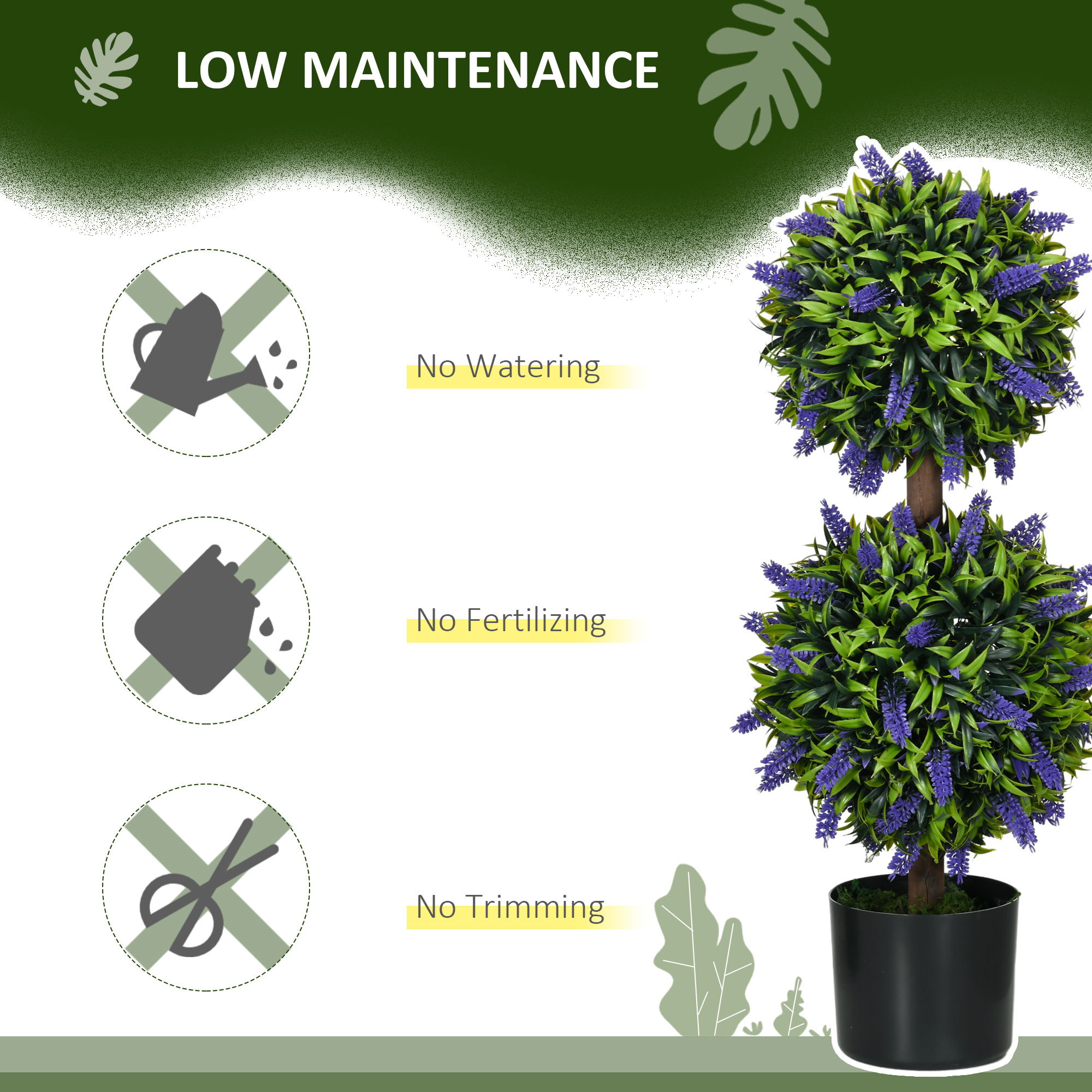 Set Of 2 Artificial Plants,Lavender Flowers Ball Trees With Pot,for Home Indoor — image 5
