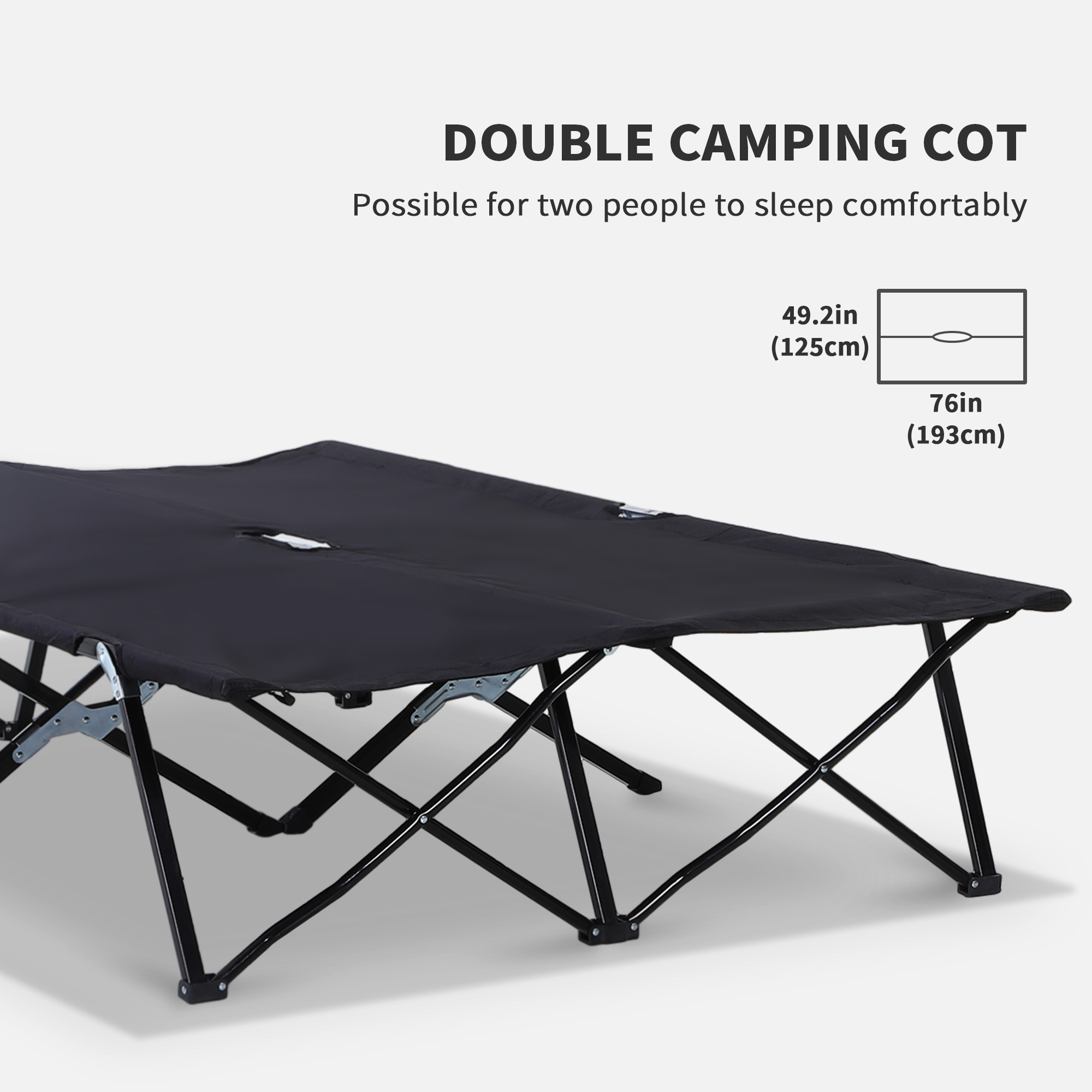 Double Camping Cot Bed,with Bag-Black