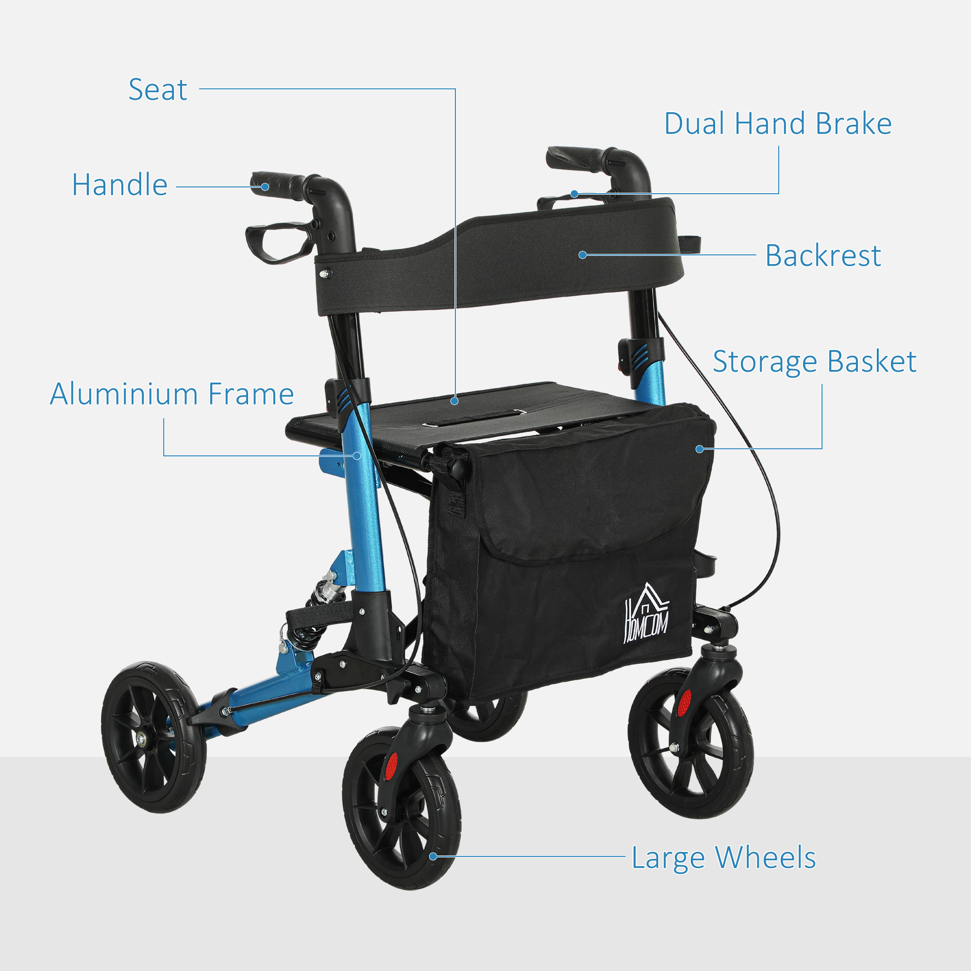 Folding Rollator Walker With Seat,Backrest,Lightweight Walking Frame Storage — image 2