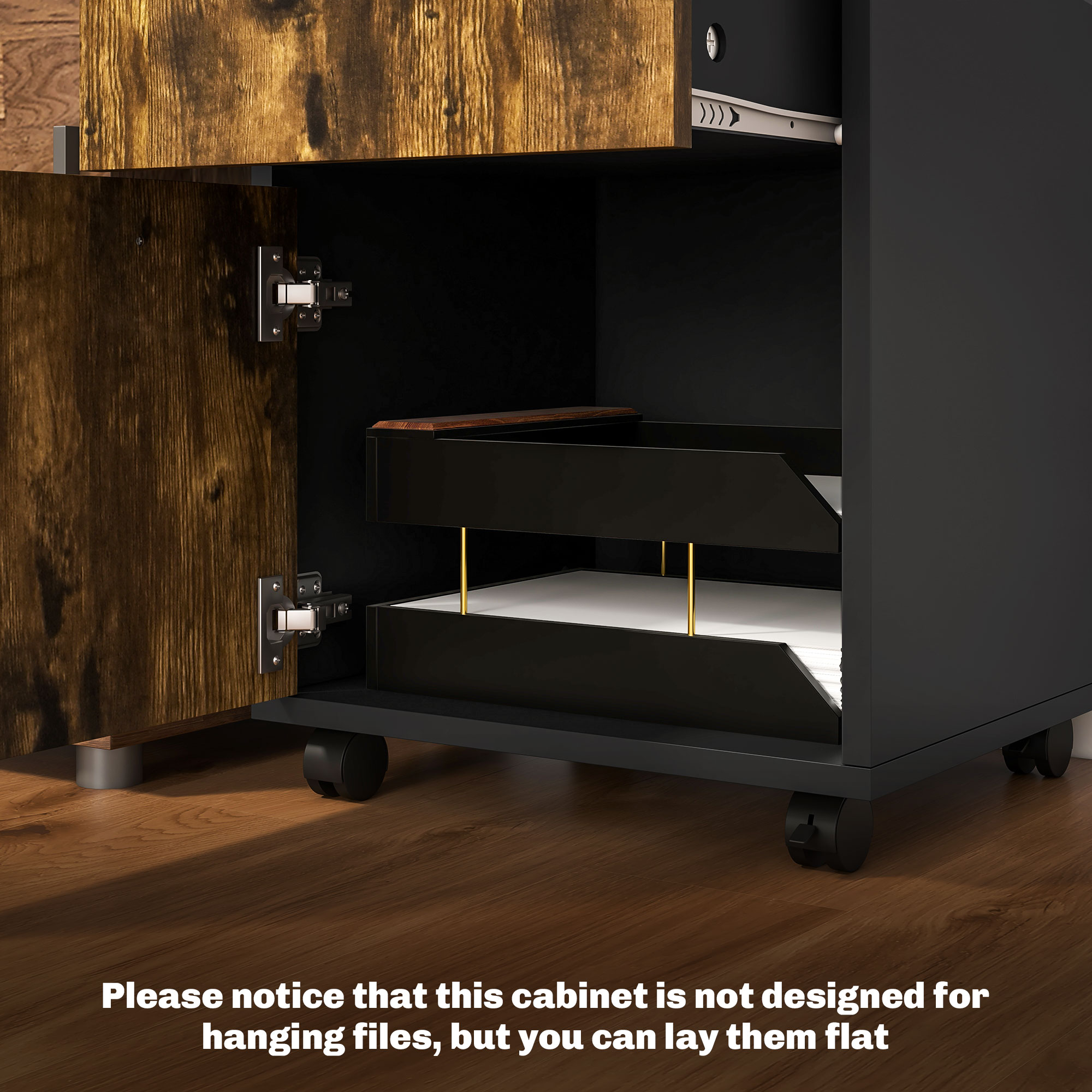 Filing Cabinet,Mobile File Cabinet With 2 Lockable Drawers,Office Home — image 5
