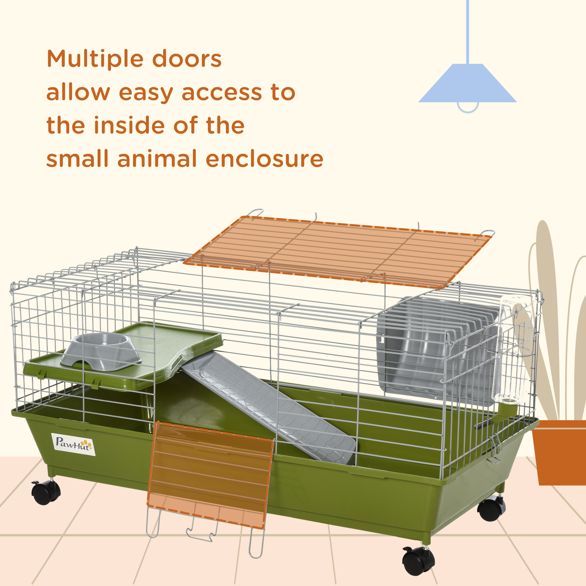 Small Animal Cage Rabbit Guinea Pigs Chinchillas W/ Wheels Water Bottle Food — image 5