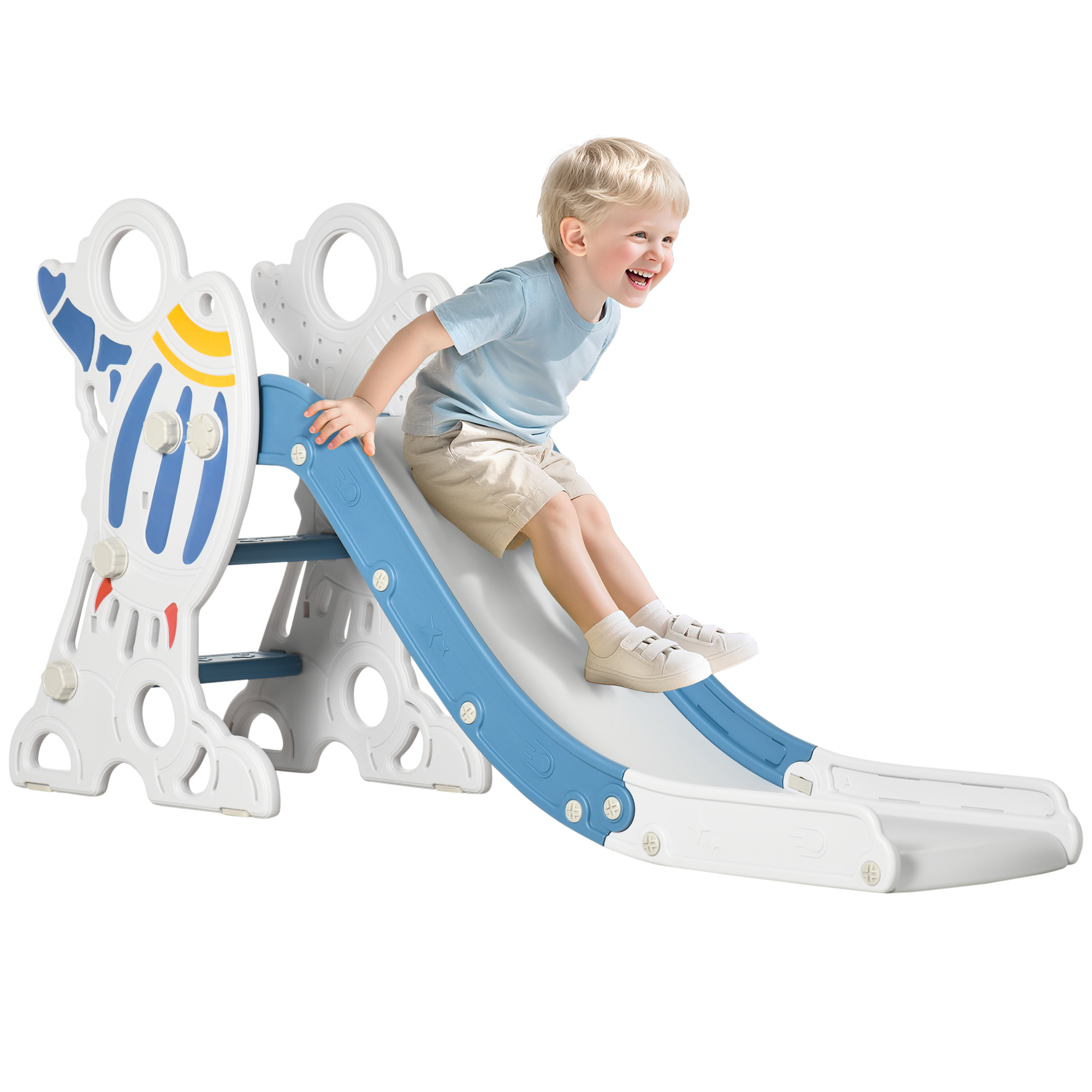 Space-Themed Baby Slide,Indoor Freestanding Kids Slide,for Ages 1.5-3 Years-Blue — image 2