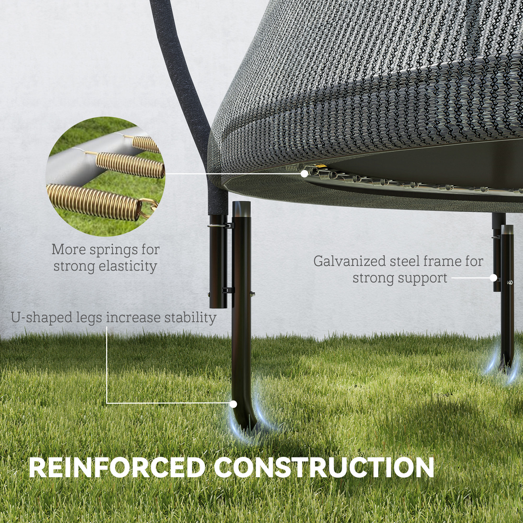 8ft Outdoor Trampoline With Enclosure Net,Spring Cover,Black