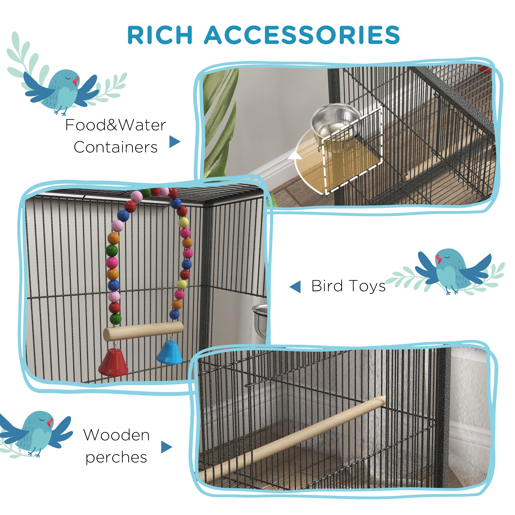Bird Cage,Budgie Cage,with Rolling Stand,for Small