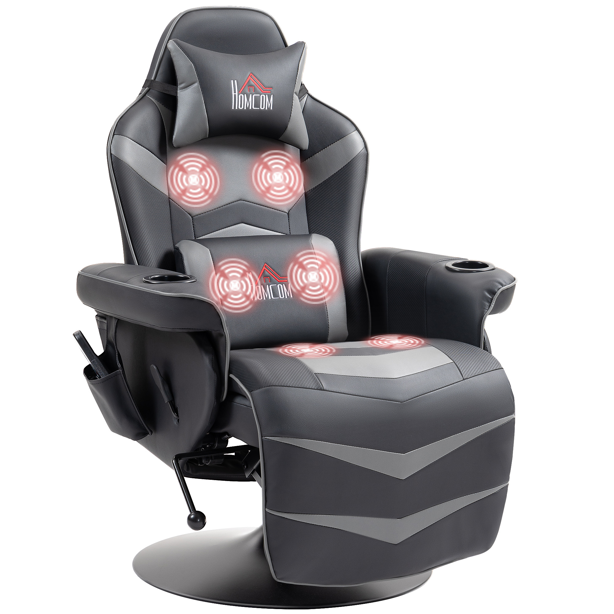 Massage Gaming Chair,Swivel Racing Video Recliner With Retractable