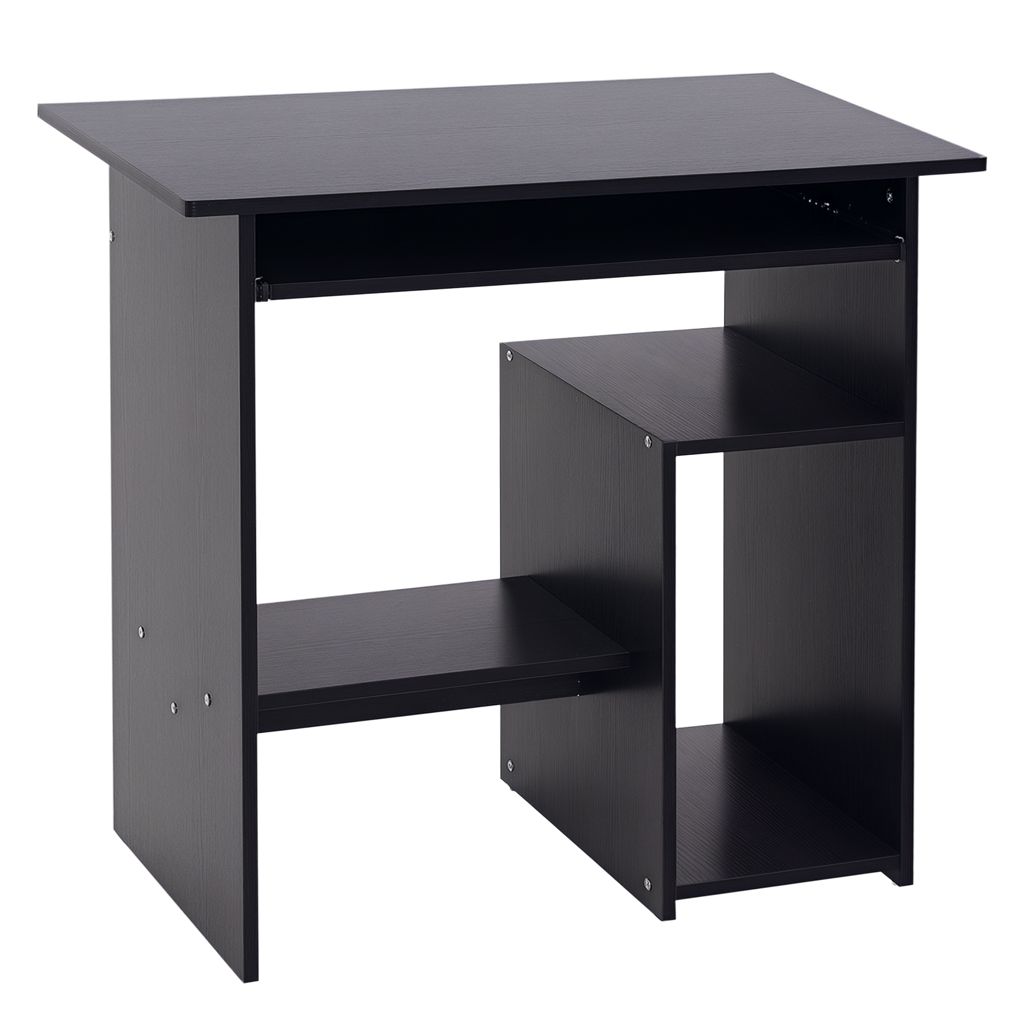 Compact Small Computer Table Wooden Desk Keyboard Tray Storage Shelf Modern — image 5