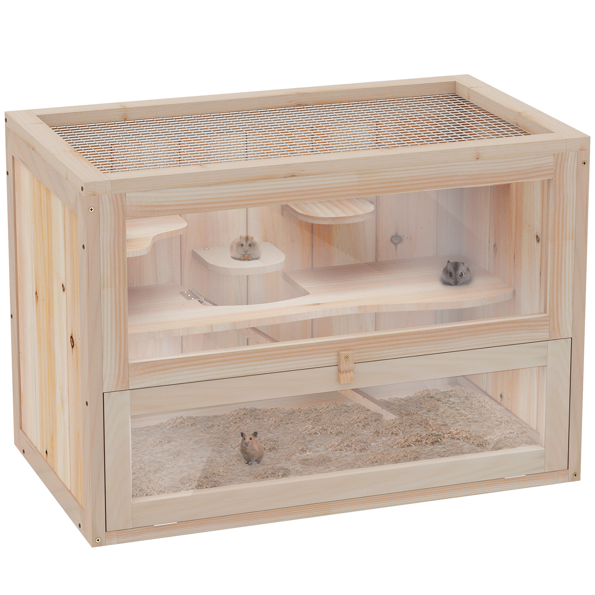 Wooden Hamster Cage Mouse Mice Rodent Small Animals Hutch Exercise Play House — image 3