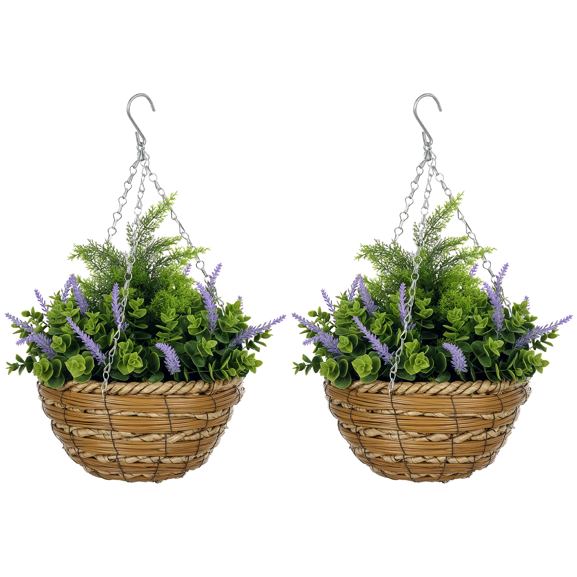 Set Of Two Artificial Hanging Lavender Flower Pots-Purple — image 5
