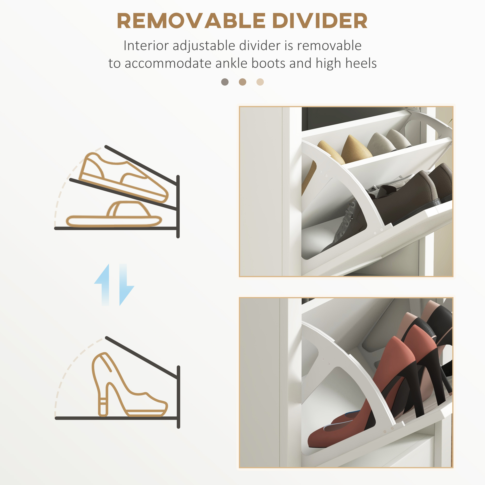 Modern Shoe Cabinet With 2 Flip Drawers And Adjustable Shelves,Narrow Storage — image 2