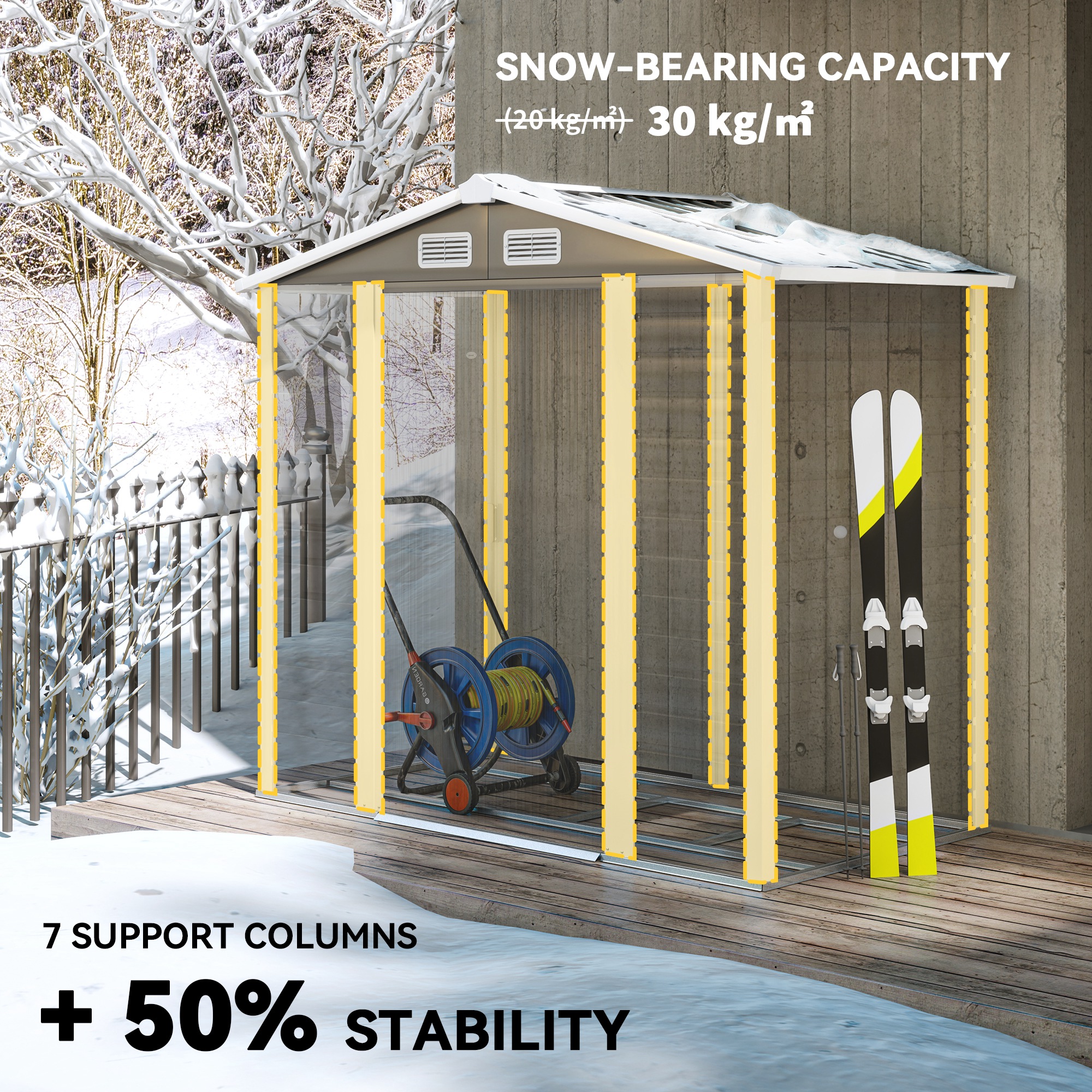 7 X 4ft Garden Shed,Easy To Assemble,Upgraded Galvanised Steel Frame — image 5
