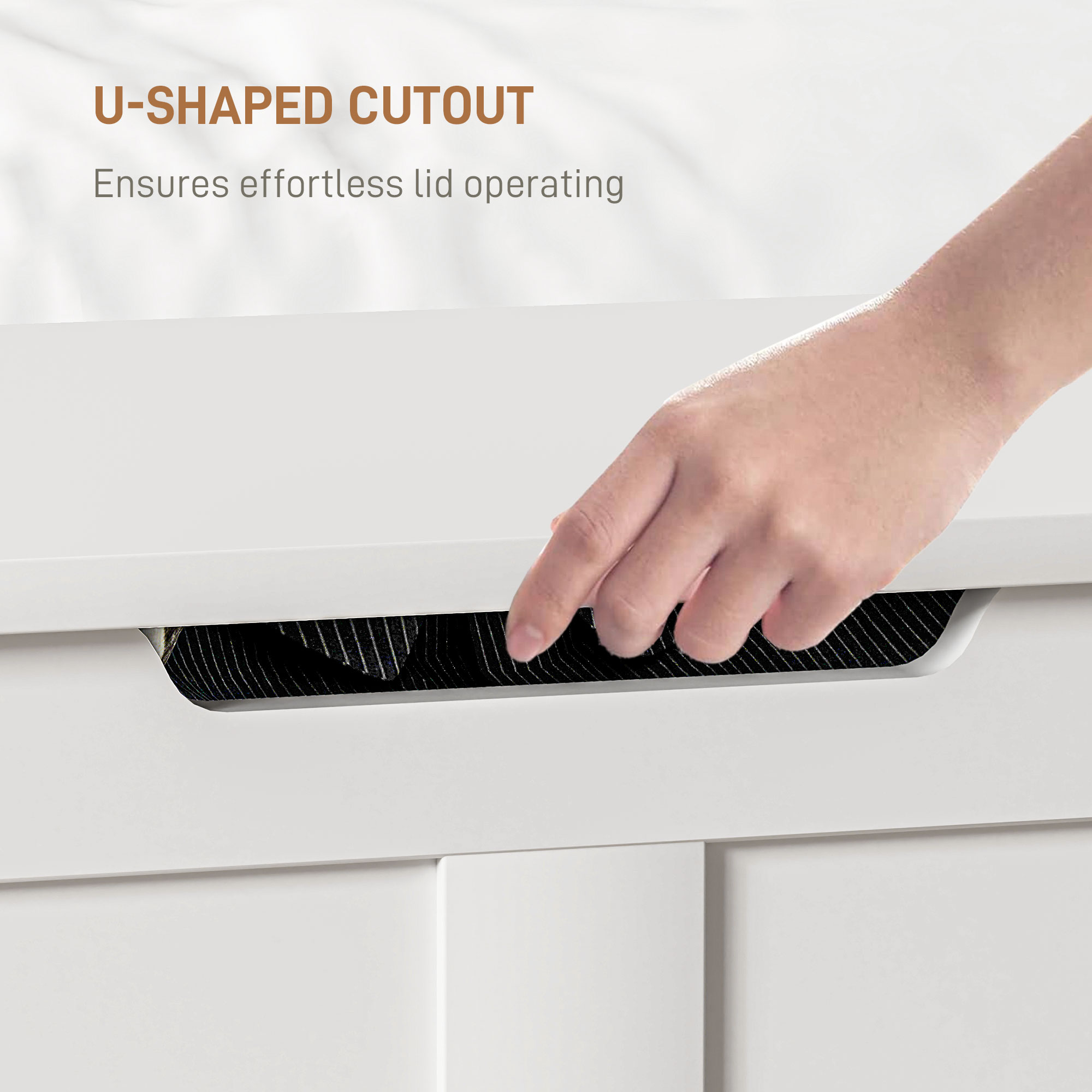 100L Home Storage Box,with Safety Hinges-White Wood-Effect — image 3