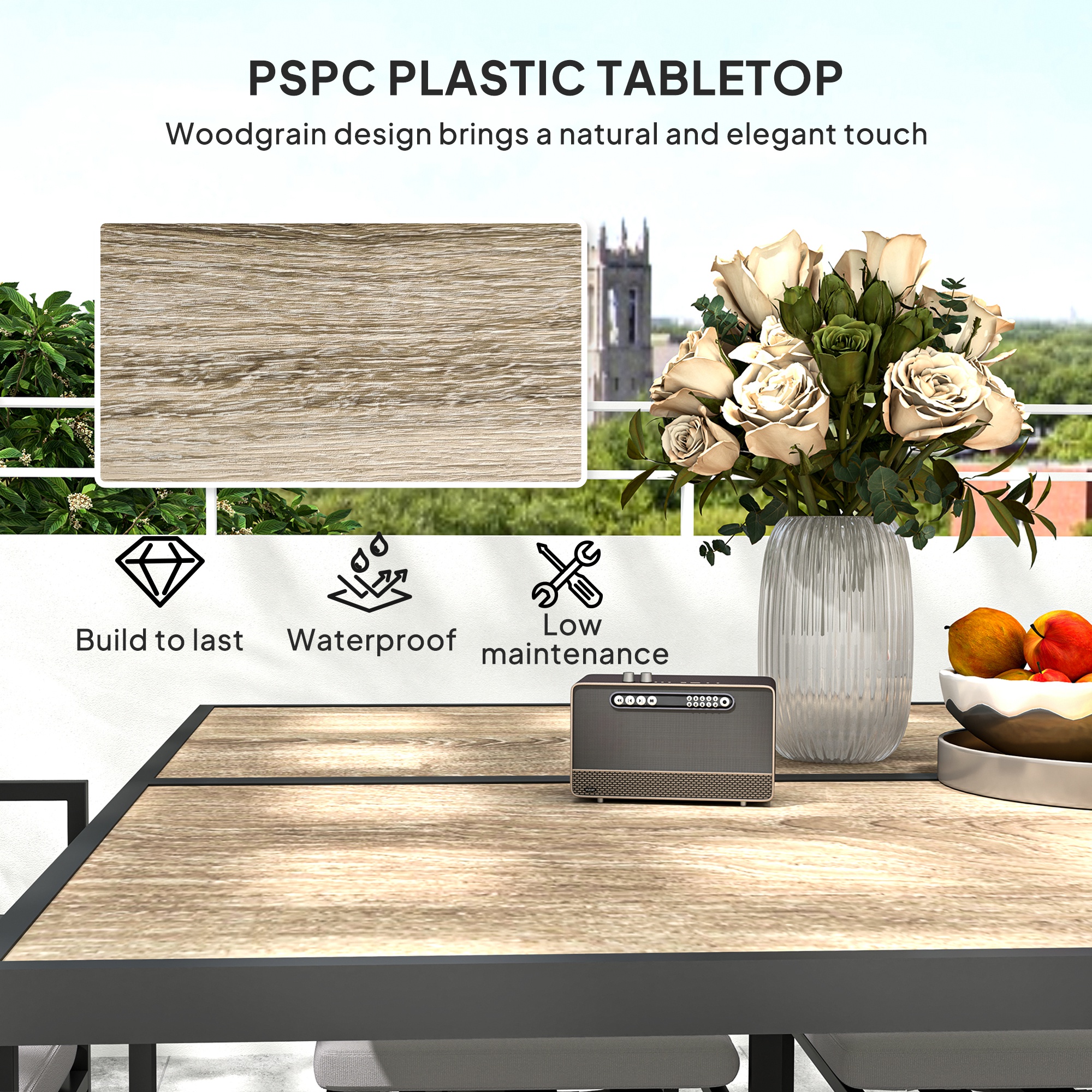 Nine-Piece Steel Frame Garden Dining Set-Grey — image 2