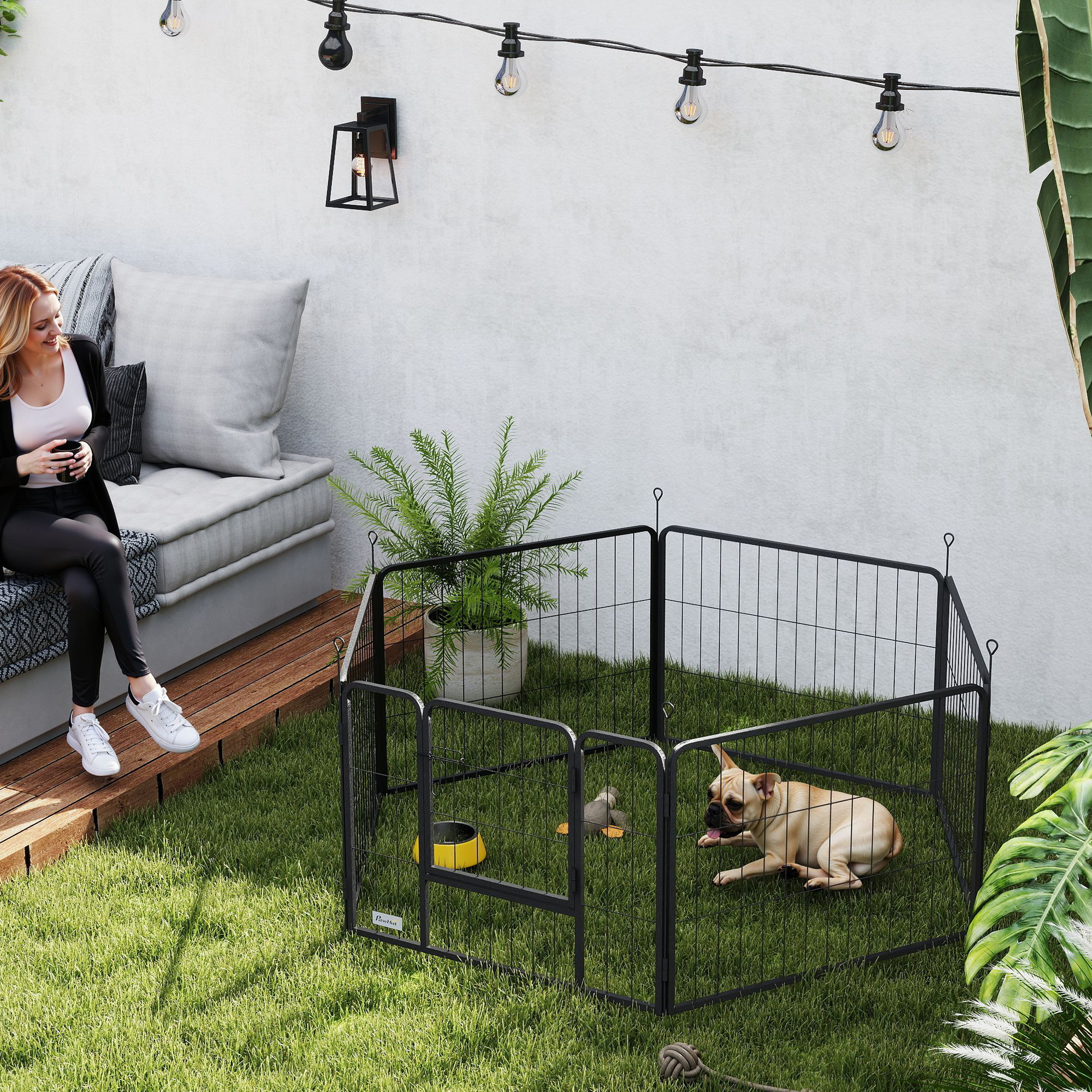 6 Panels Dog Playpen,Portable Detachable Puppy Pen With Door,for Small Dogs,60cm High,Grey detail photo 10