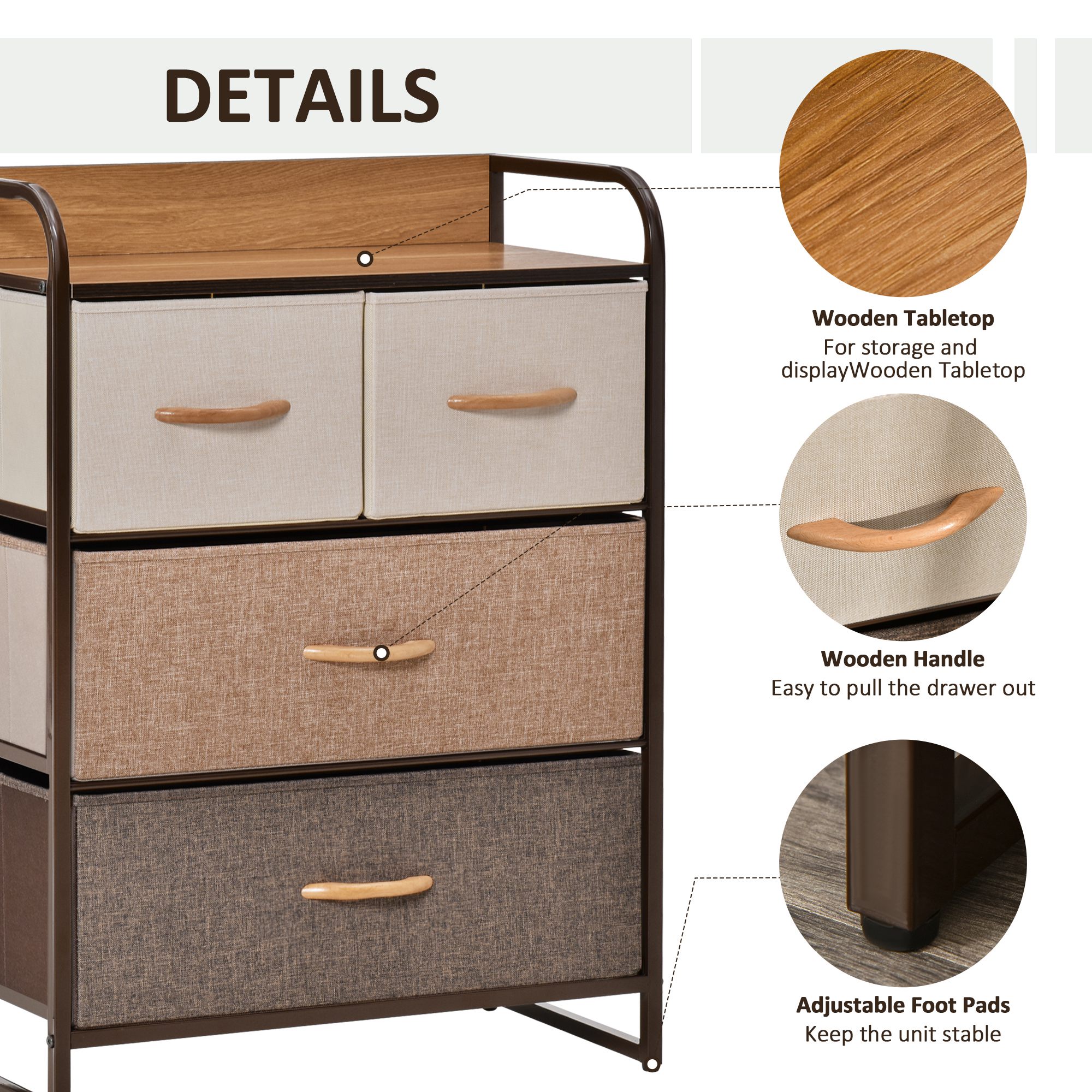 4-Drawer Dresser,3-Tier Storage Organizer,Tower Unit For Bedroom Hallway — image 2