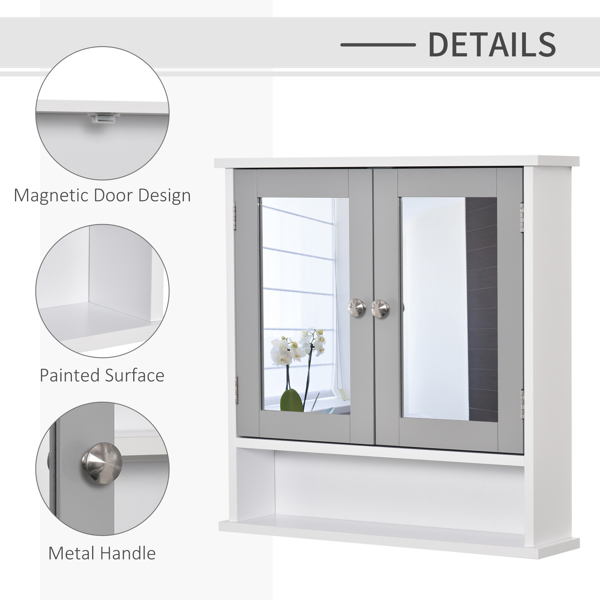 Bathroom Wall Storage Cabinet-Grey — image 4