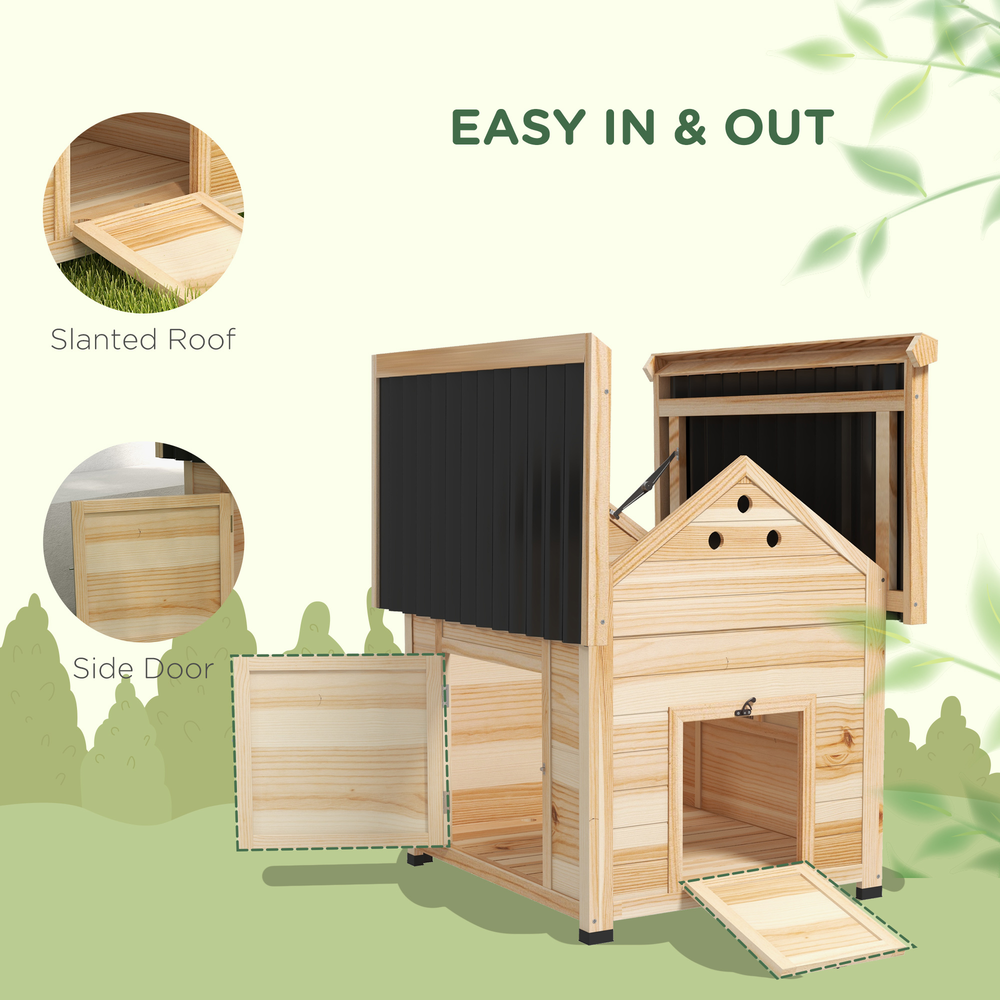 Wooden Duck House With Double Doors,Openable Roof,Ventilation Holes,Removable