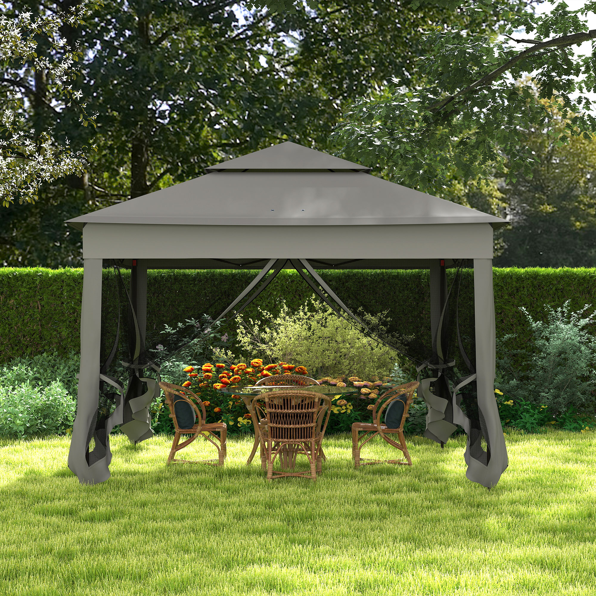 3 X 3(m) Pop Up Gazebo,Double-roof Garden Tent With Netting And Carry Bag,Party — image 3