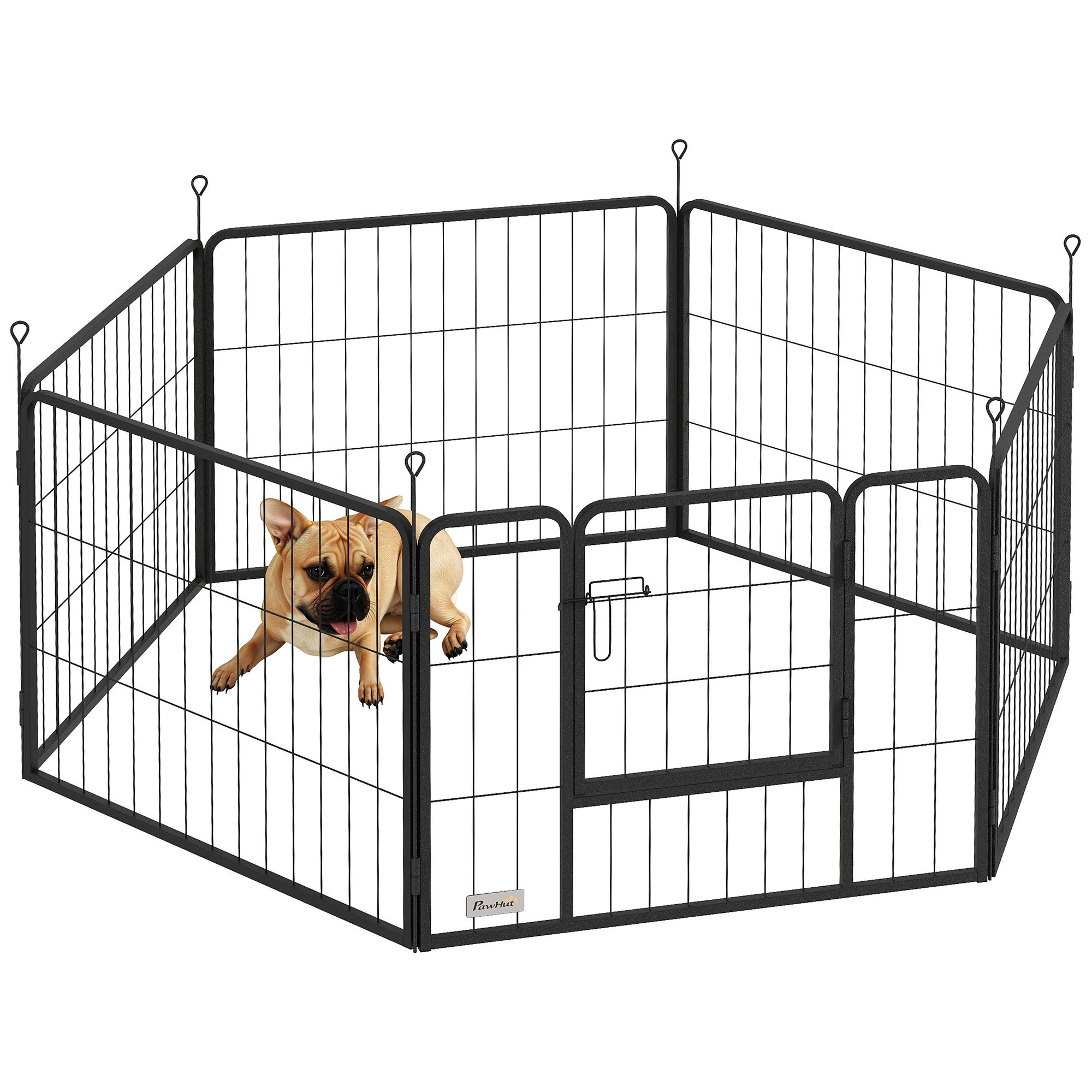 6 Panels Dog Playpen,Portable Detachable Puppy Pen With Door,for Small Dogs,60cm High,Grey detail photo 12
