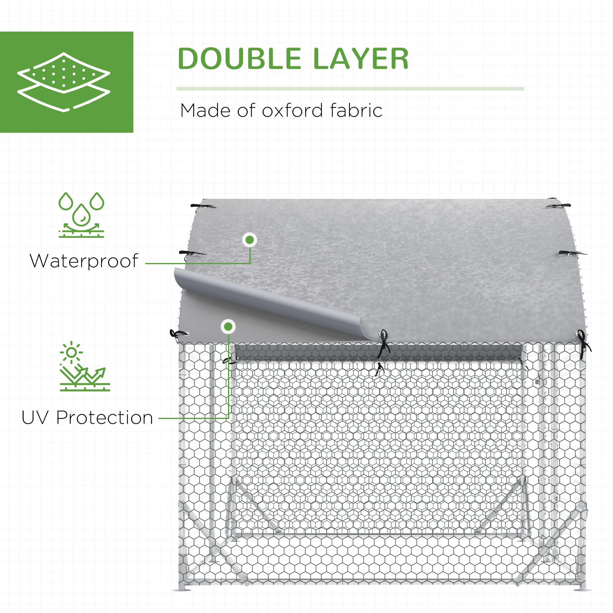 Walk In Chicken Run Galvanised Chicken Coop Hen Poultry House Cage Pet Playpen Garden With Water-Resist Cover,2.8 X 1.9 X 2m detail photo 7