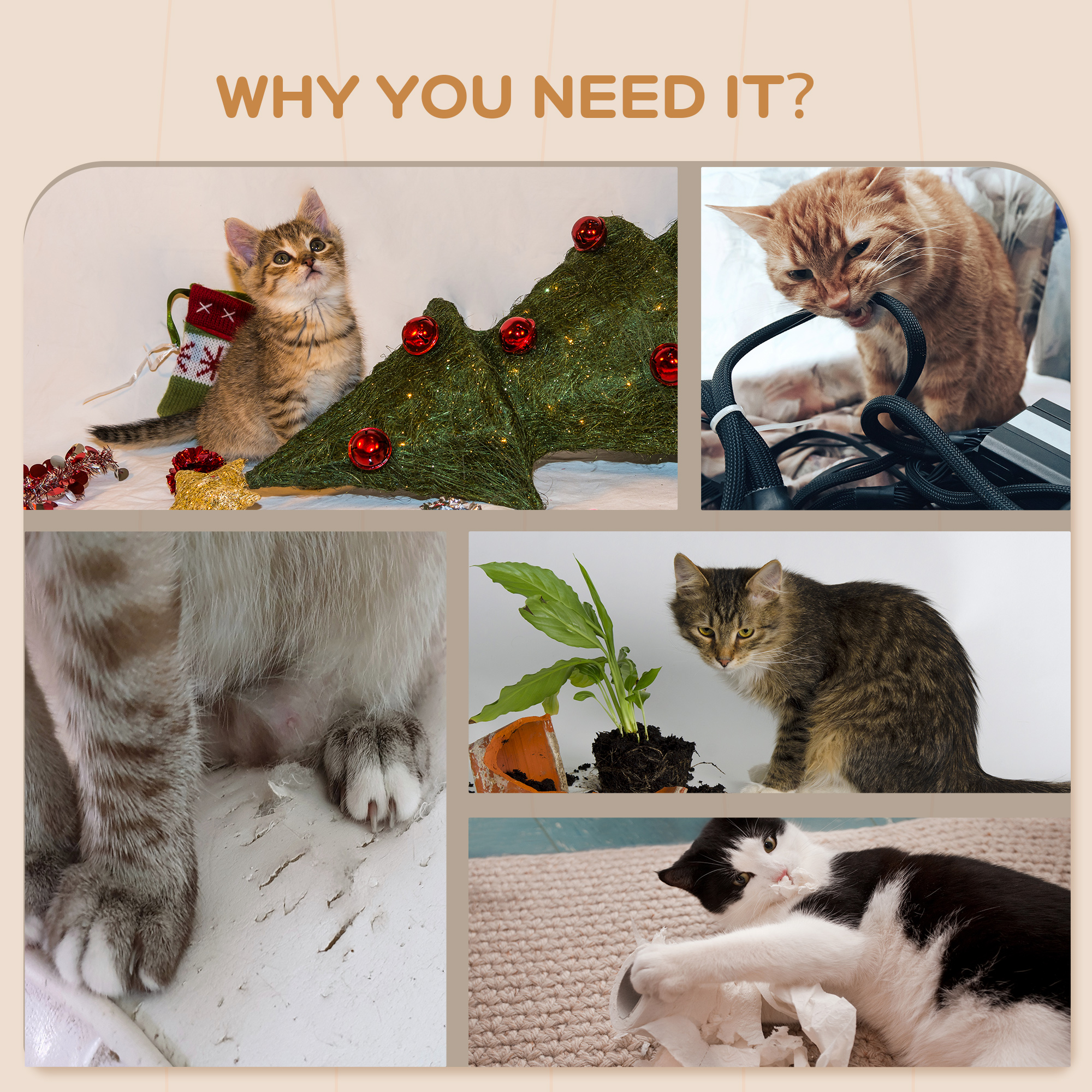 4PCs Wall-Mounted Cat Shelves W/ Scratching Post,Hammock,Nest-Grey — image 4