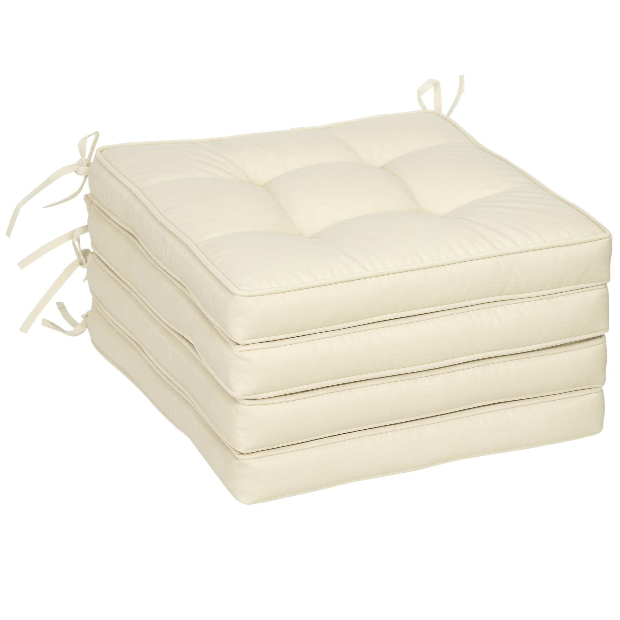 Set Of 4 Garden Seat Cushion With Ties,42 X 42cm Replacement Dining Chair — image 2