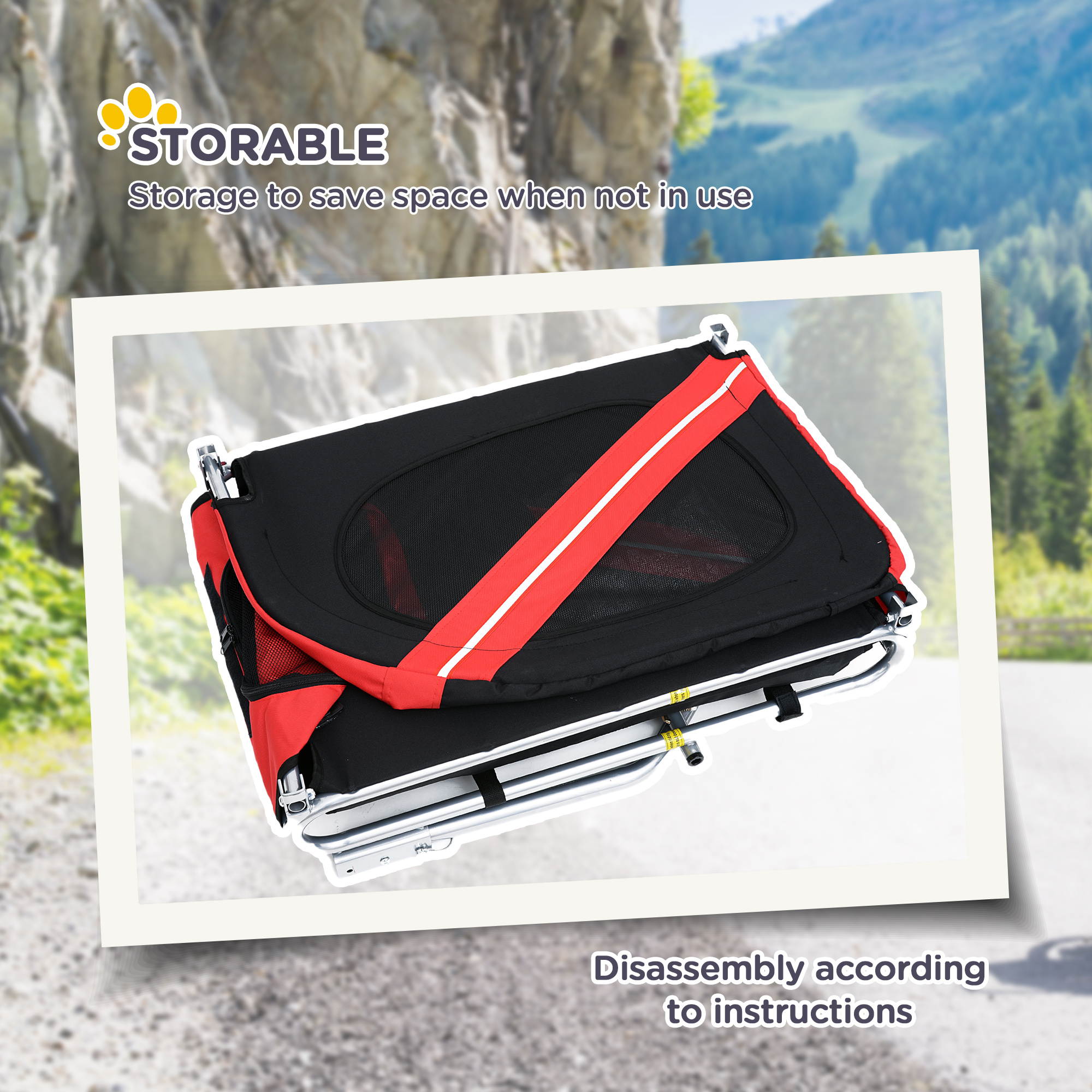 Bicycle Pet Trailer In Steel Frame-Red/Black — image 4