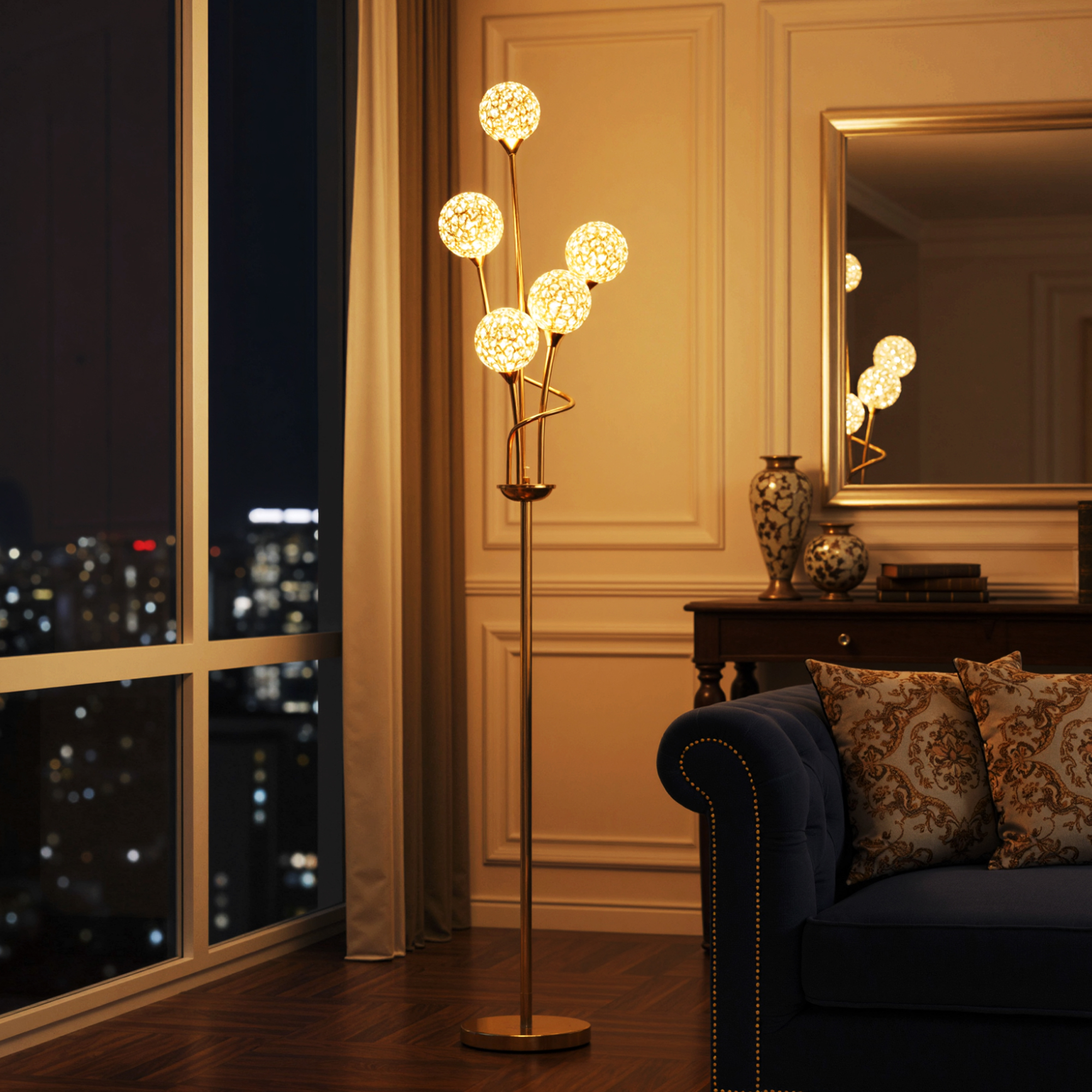 Floor Lamps For Living Room Bedroom With 5 Light,Modern Upright Standing — image 2