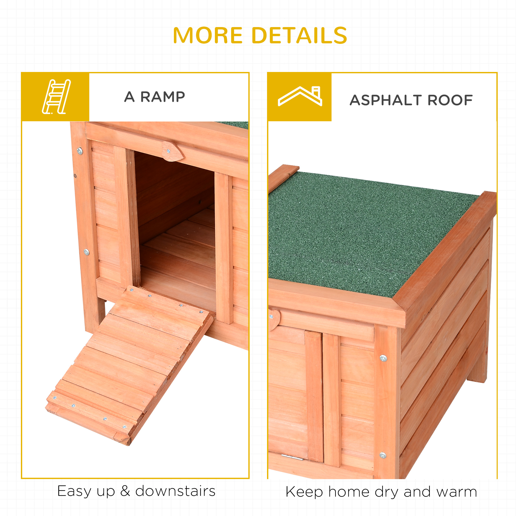Wooden Rabbit Hutch Outdoor,Guinea Pig Hutch,Rabbit Hideaway,Cat House,Bunny — image 4