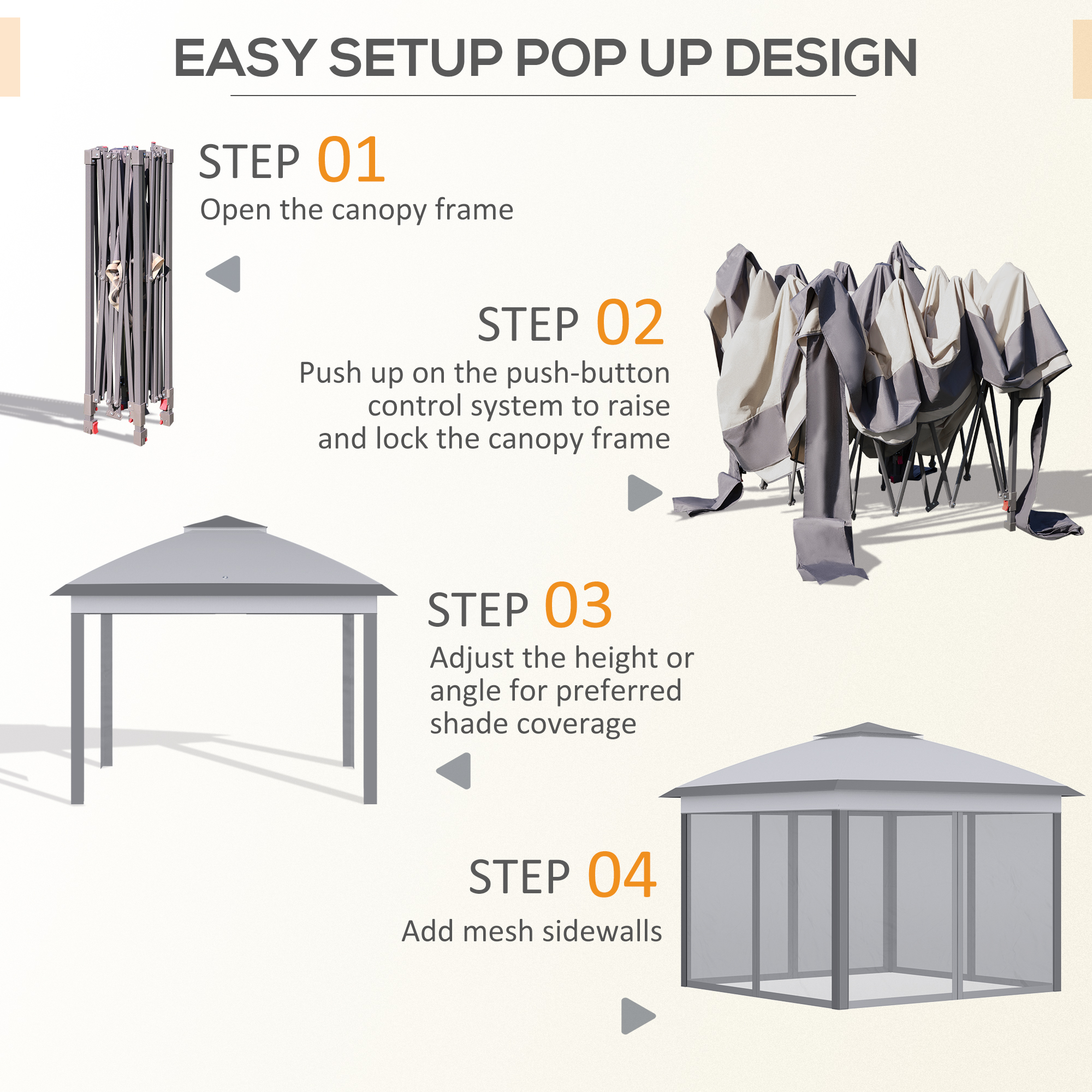 3.3 X 3.3m Pop Up Gazebo,Double Roof Foldable Canopy Tent With Zipped Mesh — image 3